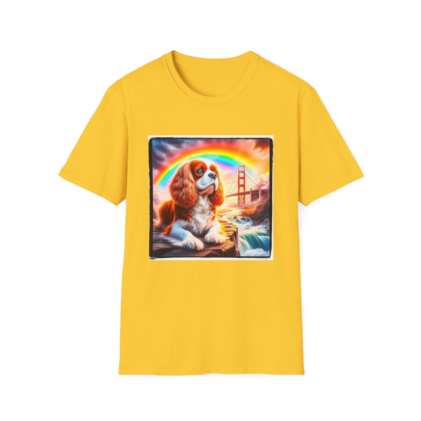 Cavalier King Charles Spaniel Rainbow Bridge TShirt T-Shirt Printify S Daisy