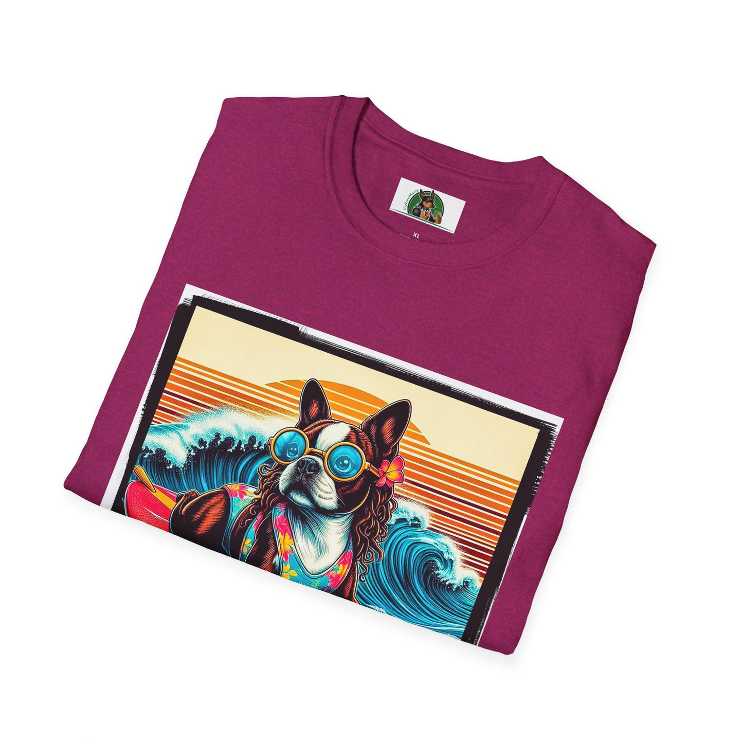 Boston Terrier Surfer Dog T-Shirt Printify
