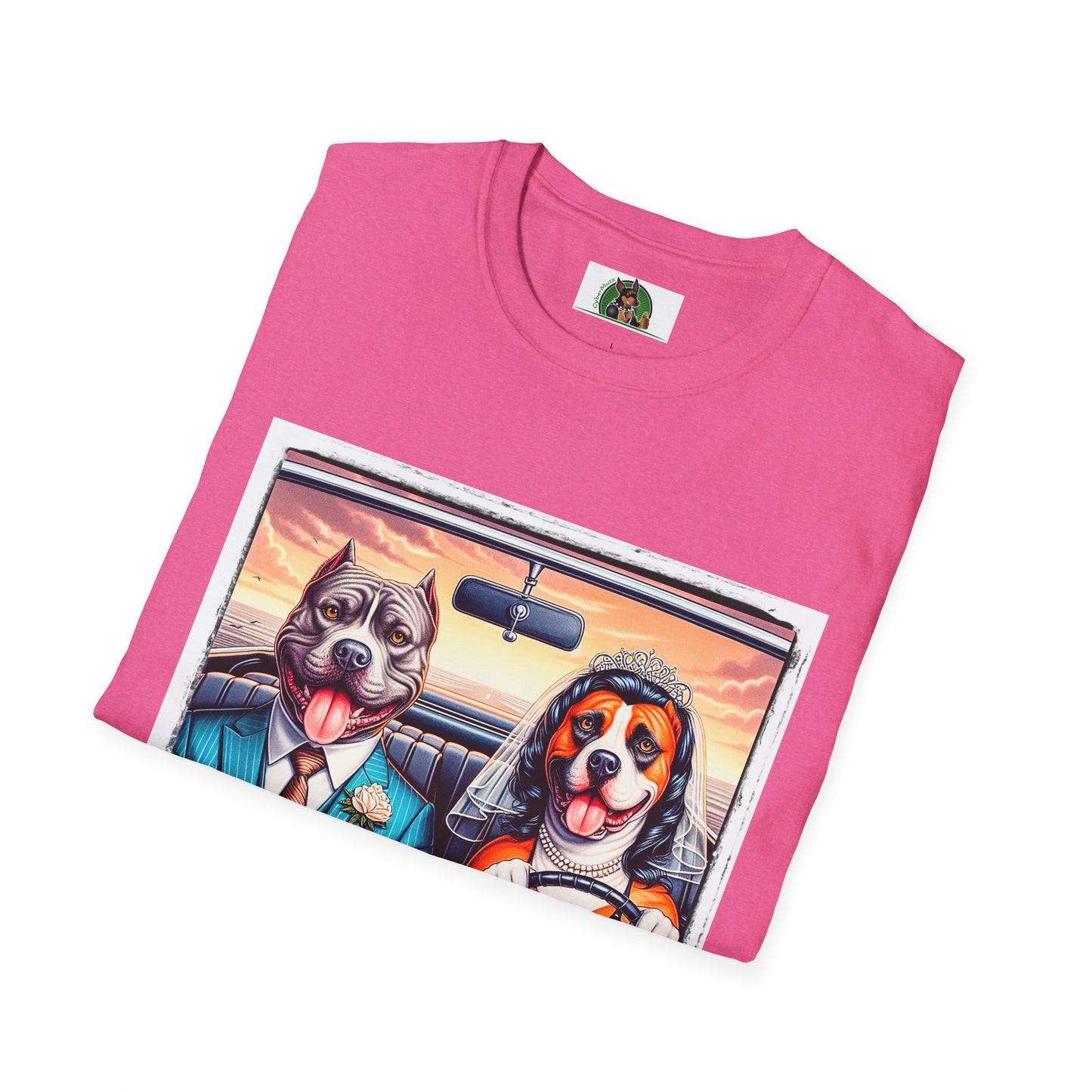 Wacky Pit Bull couple driving shirt