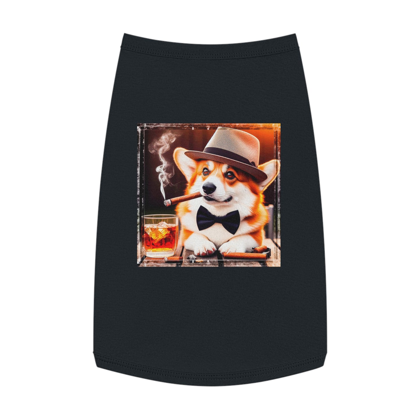 Pembroke Welsh Corgi cigars and whiskey Pets Printify L Black