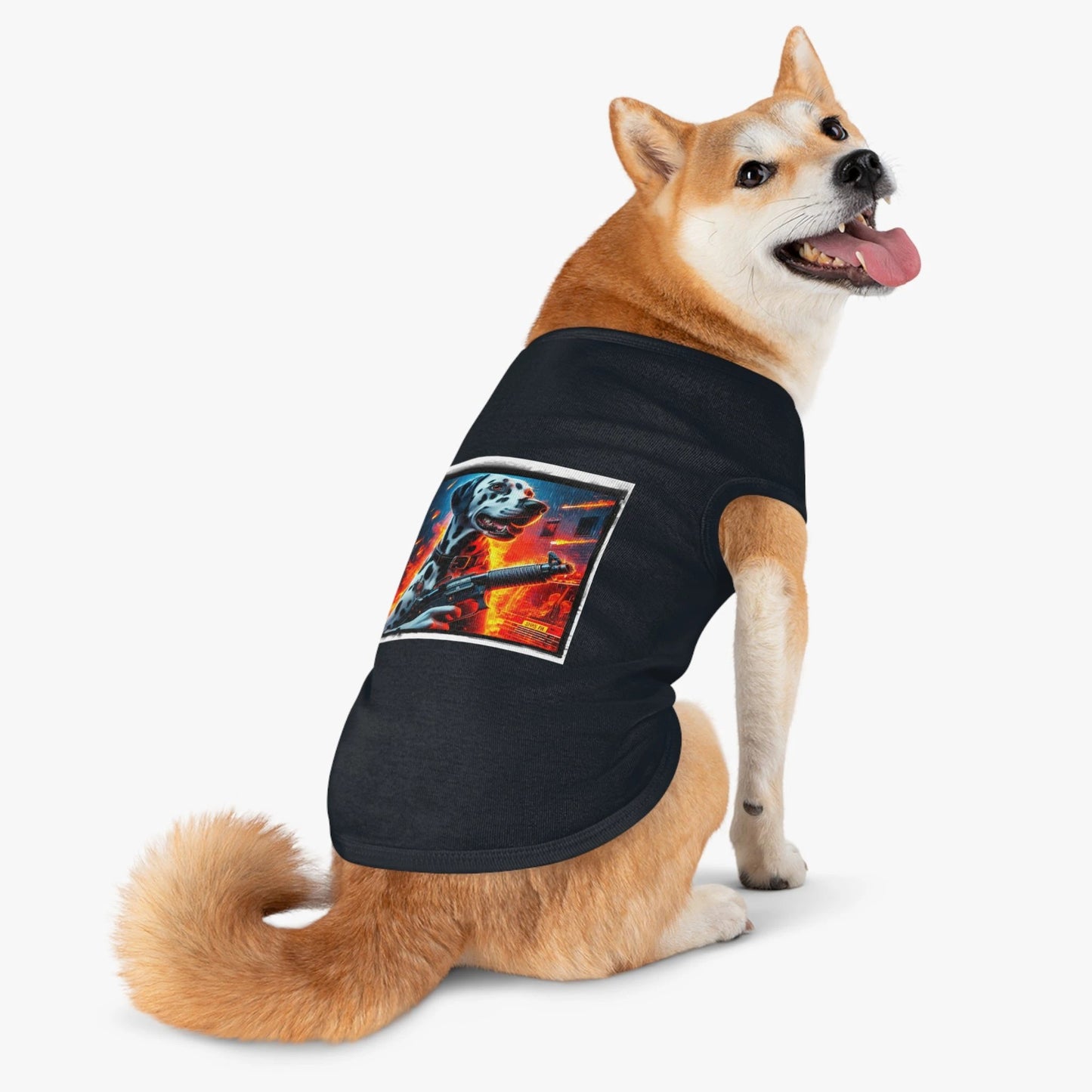 Dalmatian Military Man Theme Pet Tank Top Dog T Shirt With Unique Black Spots Graphic by Printify