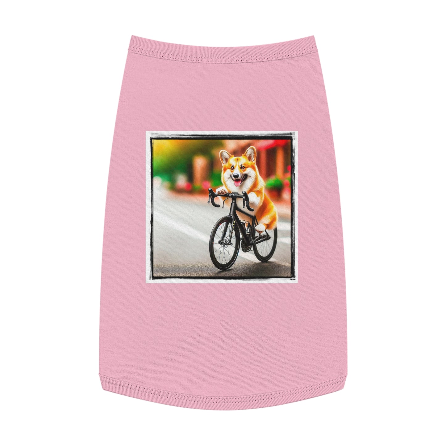 Pet Tank Top Pembroke Welsh Corgi bike riding Pets Printify