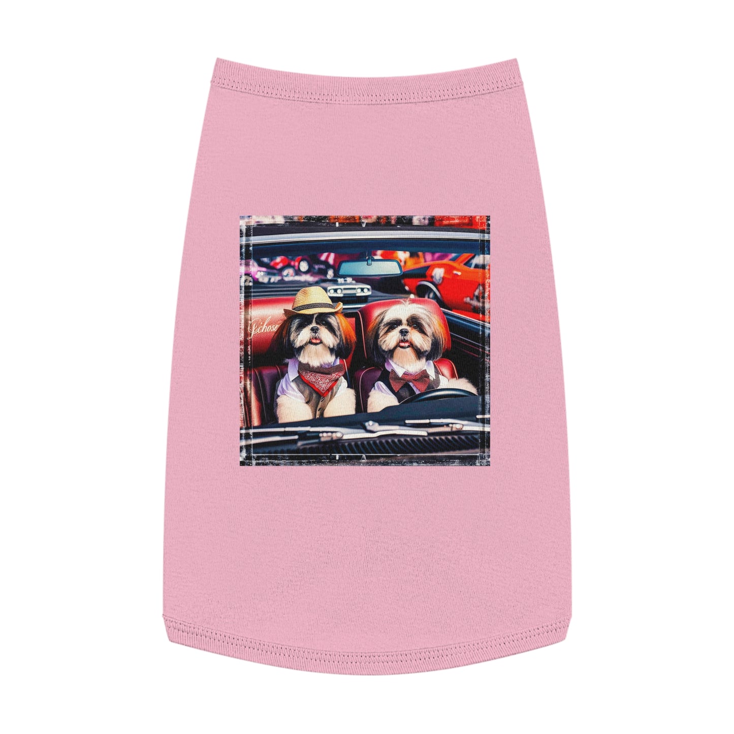 Pet Tank Top Shih Tzu driving shirt Pets Printify L Pink