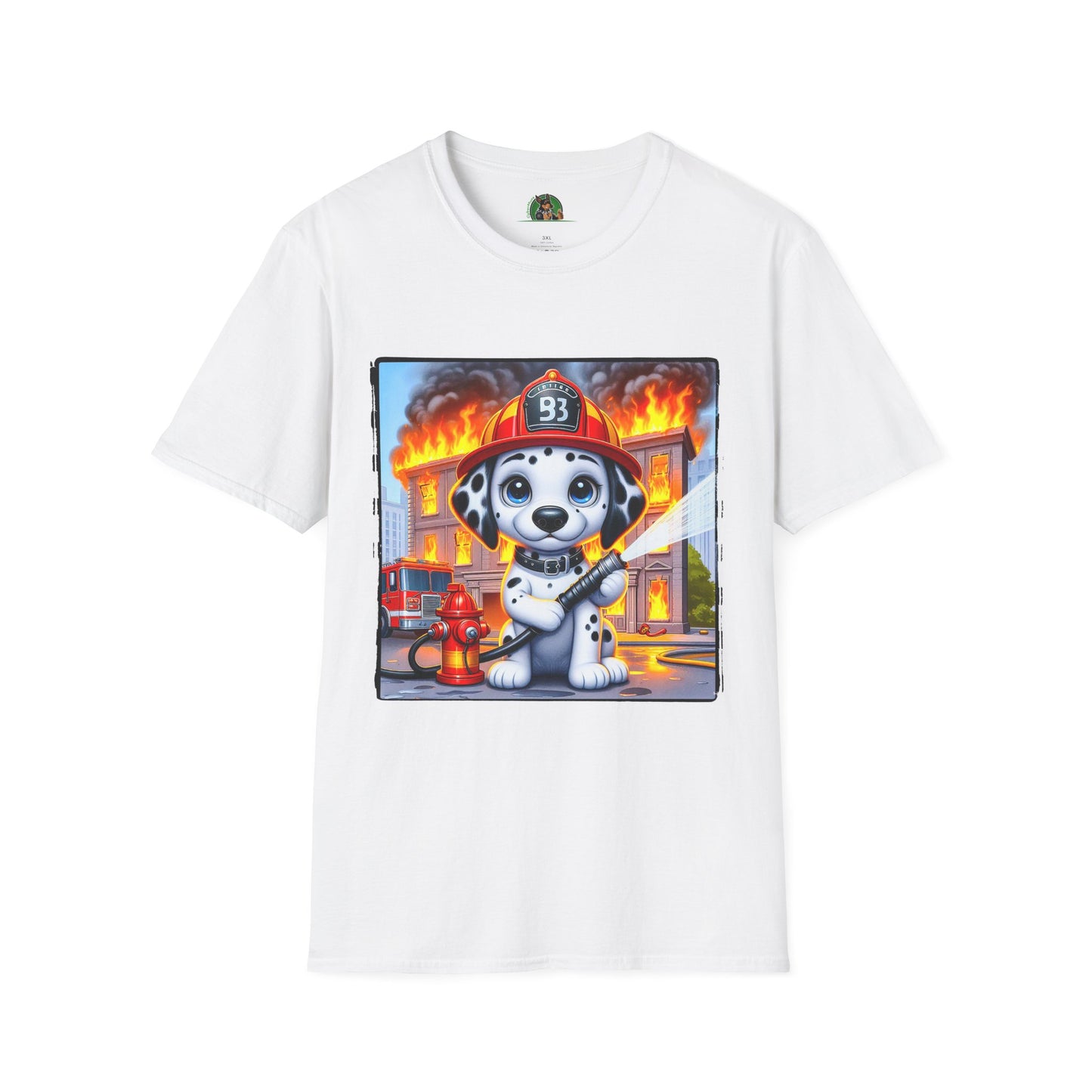 Dalmatian blazing fire t shirt T-Shirt Printify XS White
