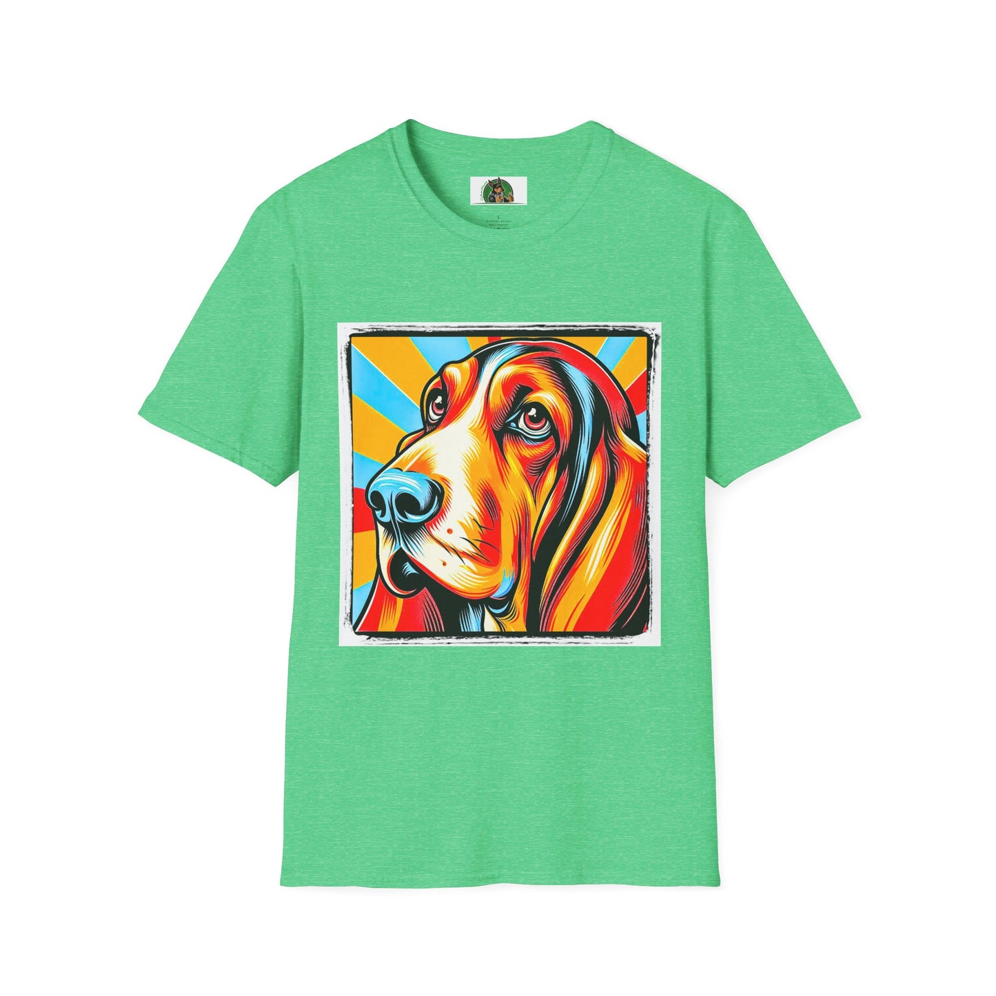 Basset Hound Pop Art 2 T-Shirt Printify S Heather Irish Green