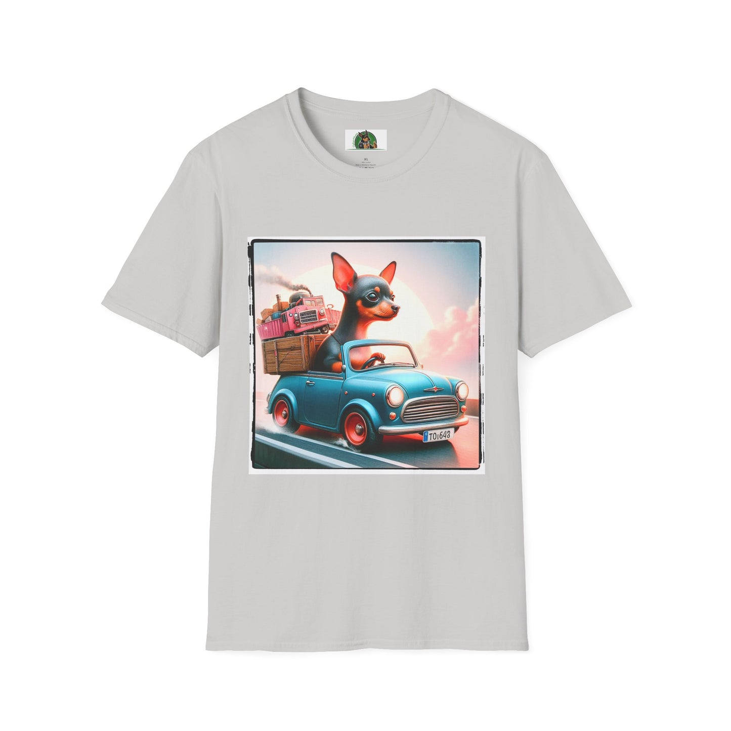Min Pin T-Shirt tiny baby driver T-Shirt Printify S Ice Grey