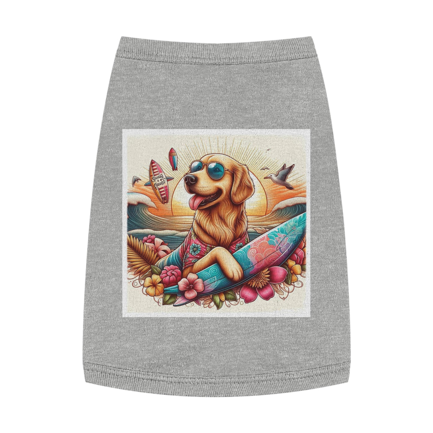 Golden Retriever pet tank top sunny day Pets Printify M Heather
