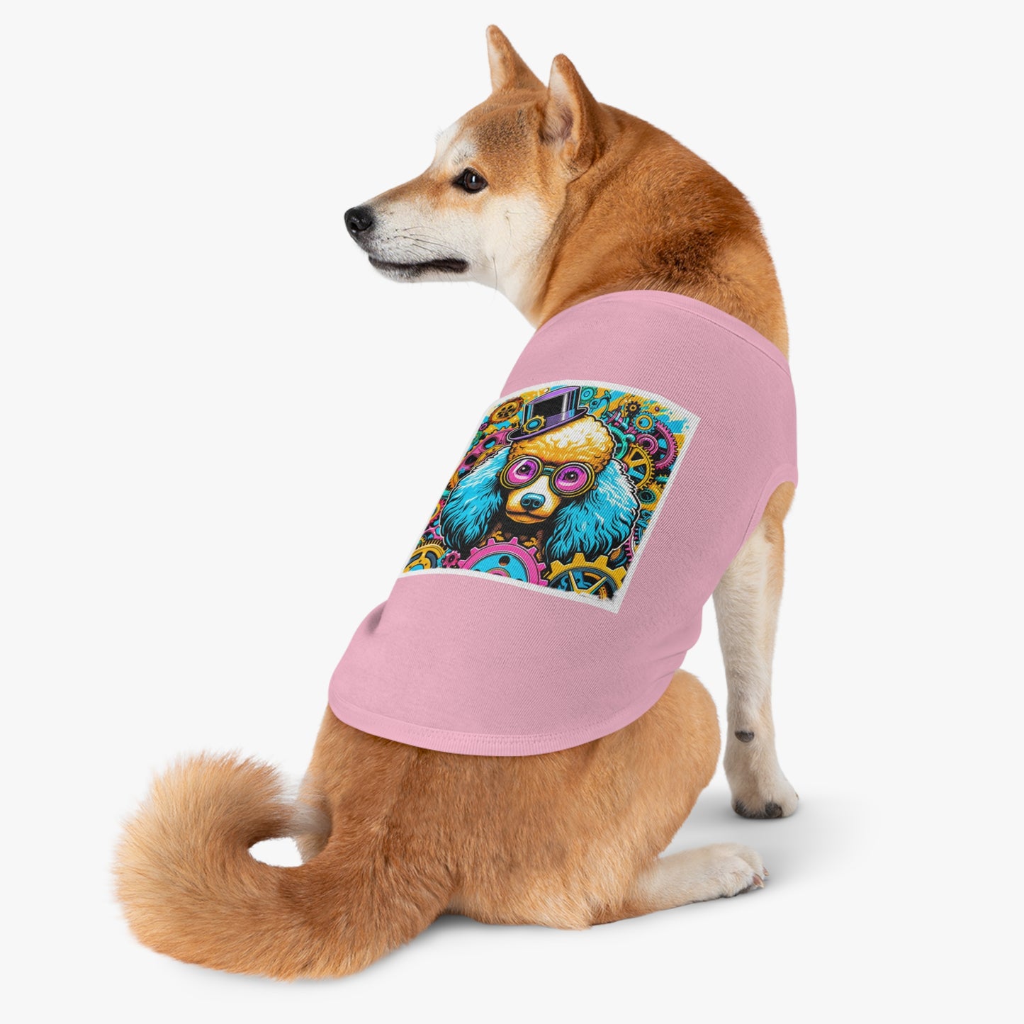 Pet Tank Top Poodle pink and blue steam punk