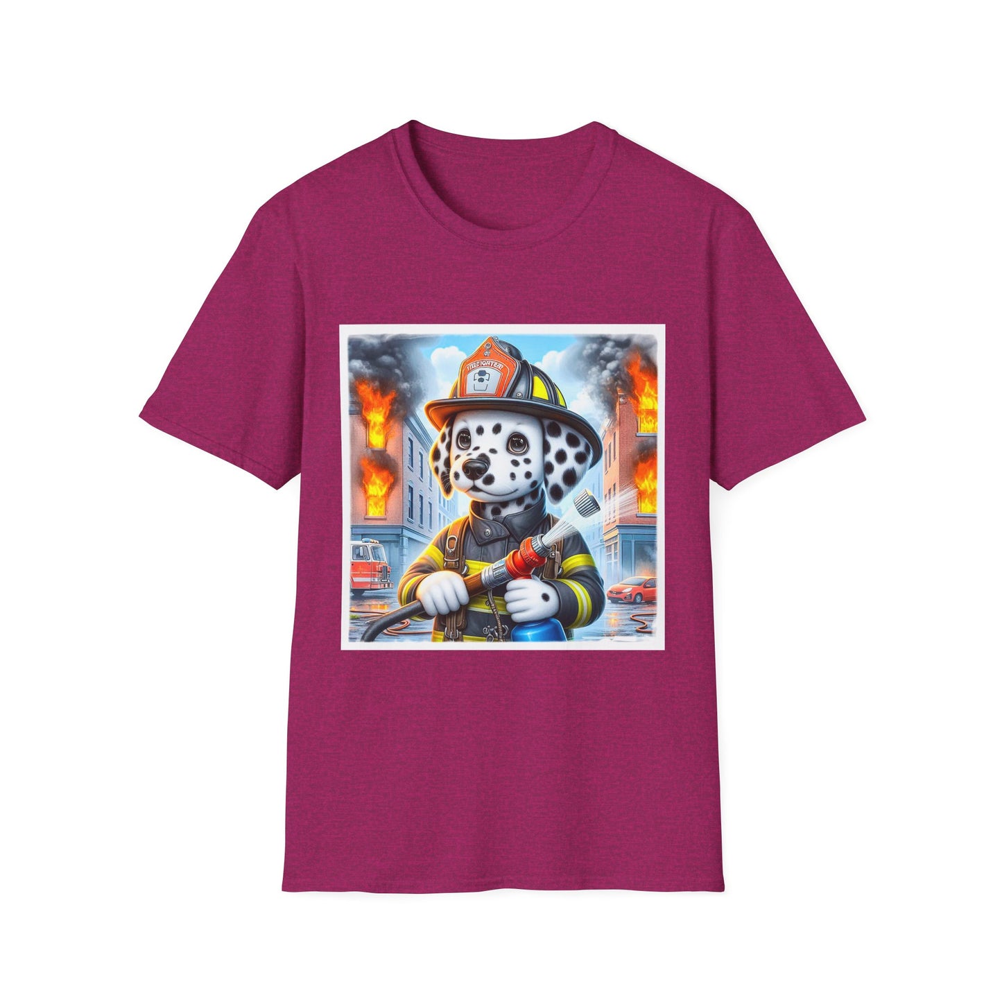 Dalmatian baby fireman t shirt T-Shirt Printify S Antique Heliconia