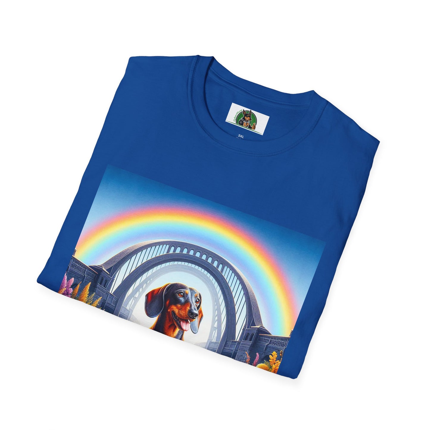 Dachshund rainbow bridge t shirt T-Shirt Printify