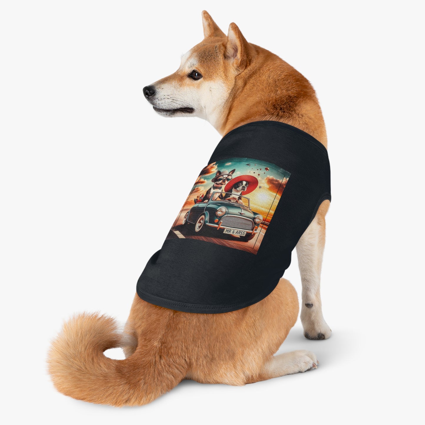 Wacky Boston Terrier Dog Driving in Car Tank Top For Pet Pets Printify