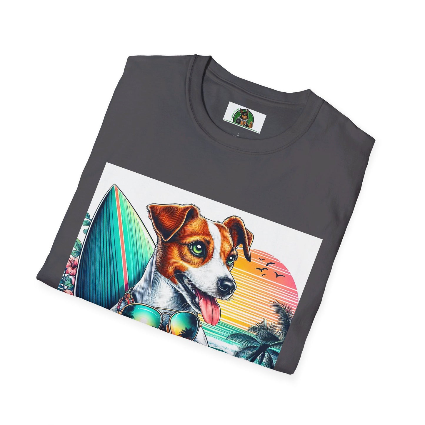 Jack Russell Sunset Surfer T-Shirt Printify