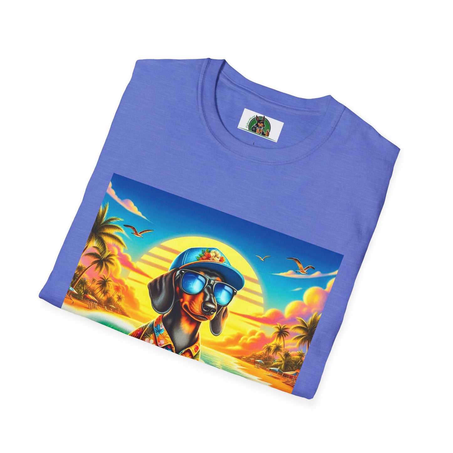Dachshund crashing waves t shirt T-Shirt Printify