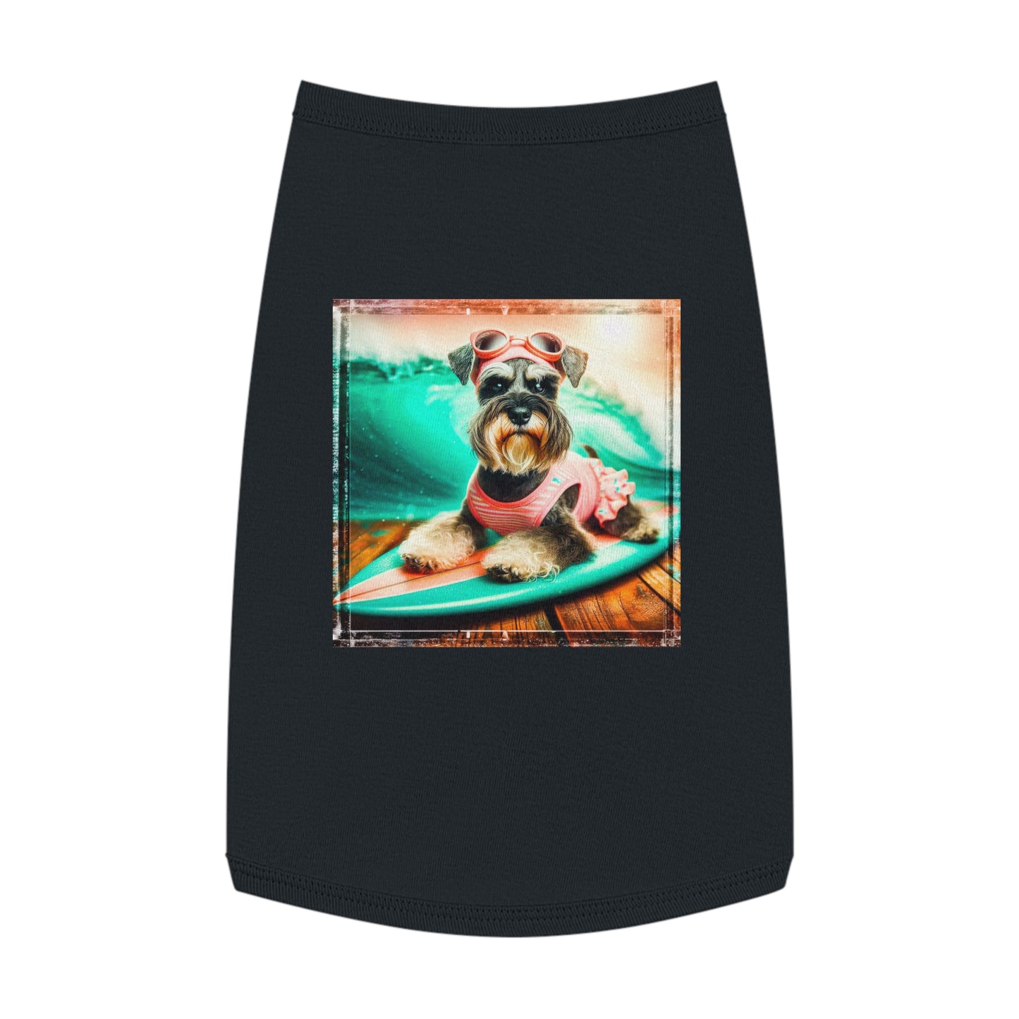 Pet Tank Top Miniature Schnauzer princess surfer Pets Printify L Black