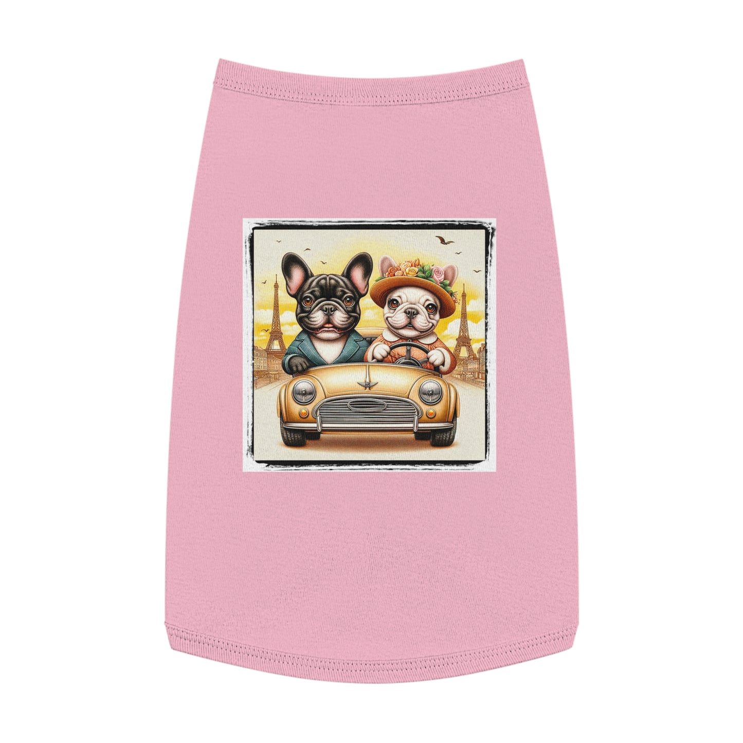 Wacky Pet Tank Top French Bulldog pretty in Paris t shirt Pets Printify L Pink