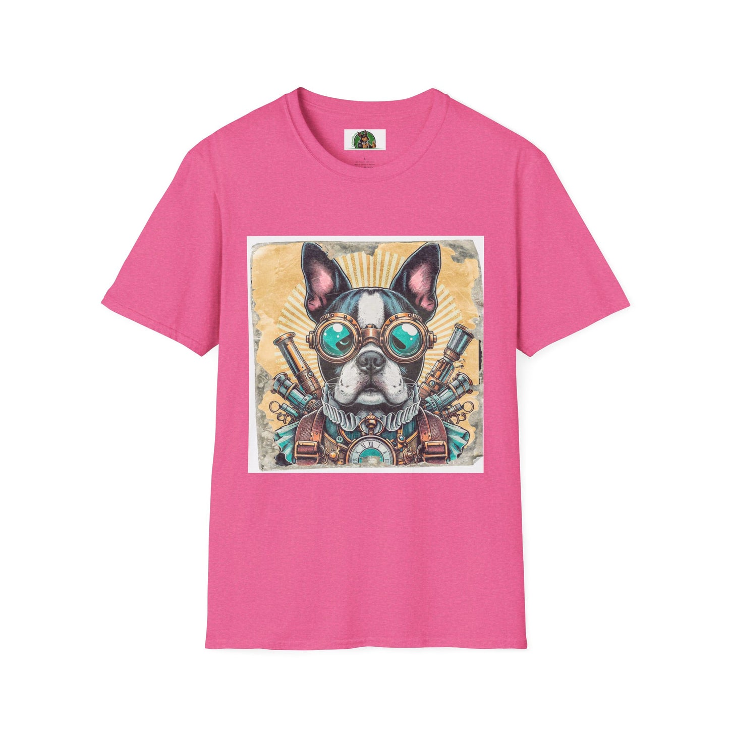 Boston Terrier Steampunk Dog Shirt T-Shirt Printify S Heather Heliconia