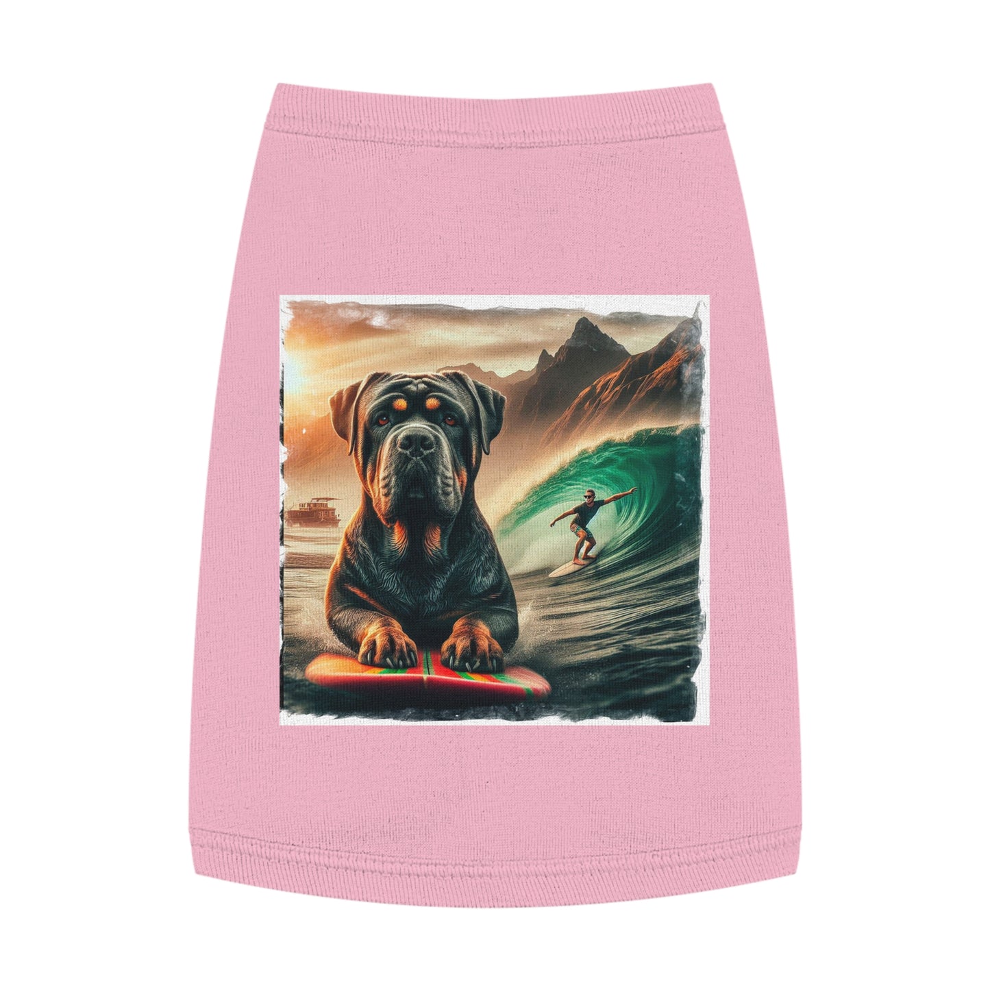 Pet Tank Top Cane Corso Surfing Dog Pets Printify M Pink
