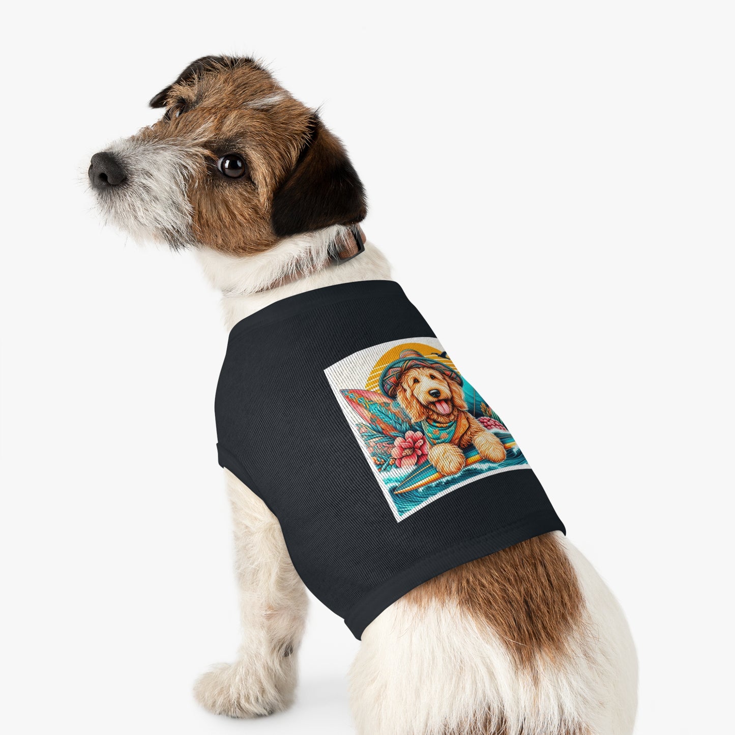 Pet Tank Golden Doodle pretty with flowers shirt Pets Printify
