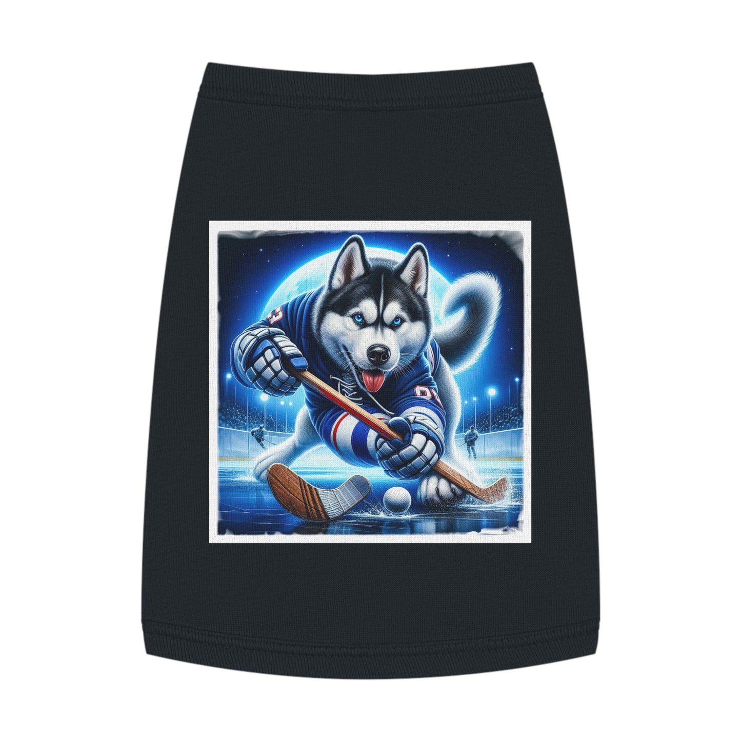 Pet Tank Top Husky hockey player Pets Printify M Black