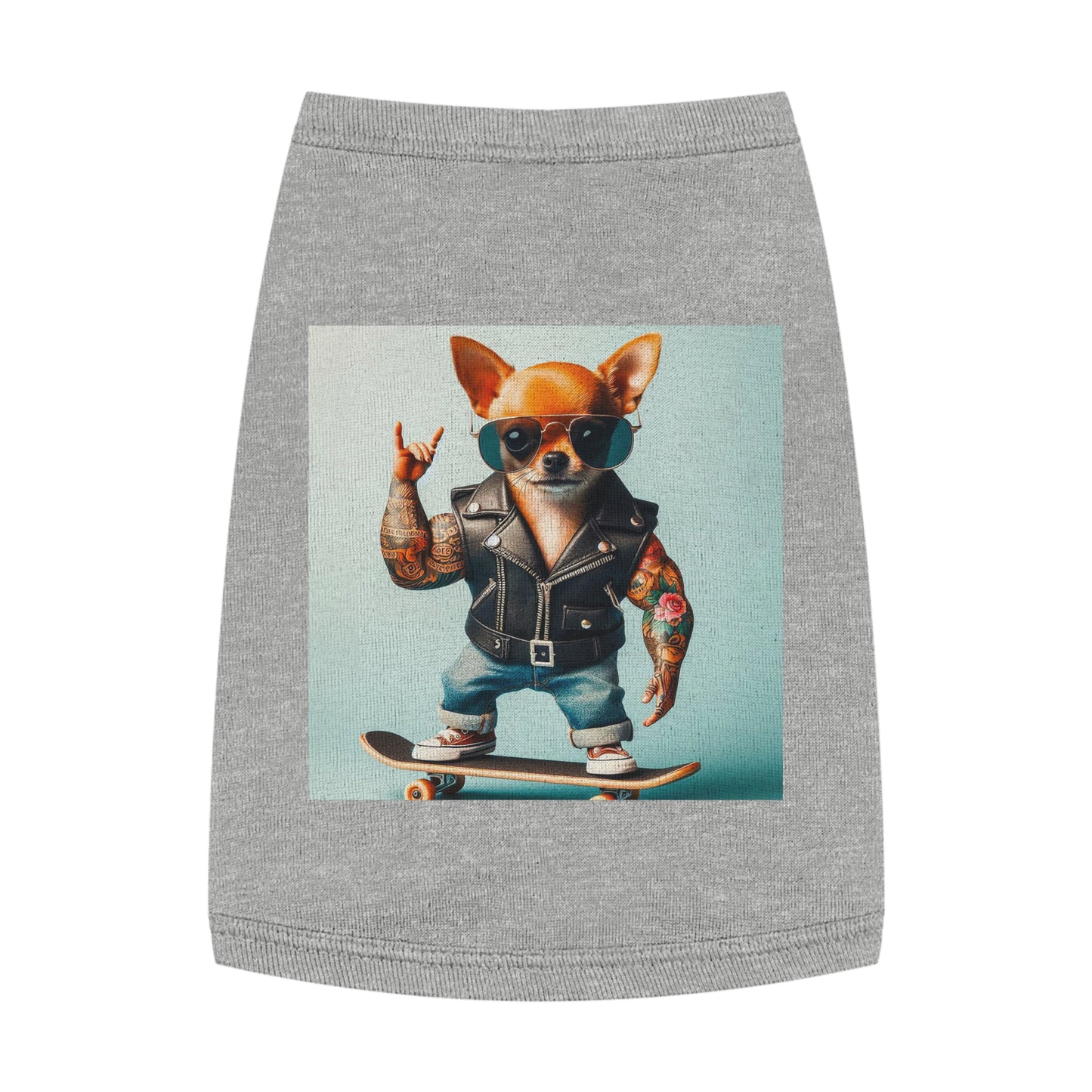 Pet Tank Top Chihuahua skating t shirt Pets Printify M Heather
