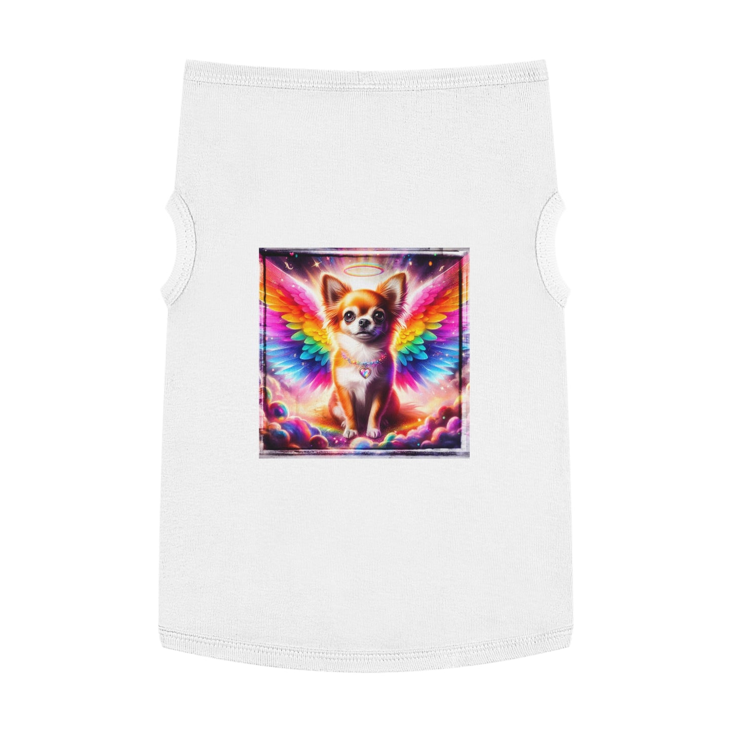 Pet Tank Top Chihuahua colorful wings t shirt Pets Printify XL White