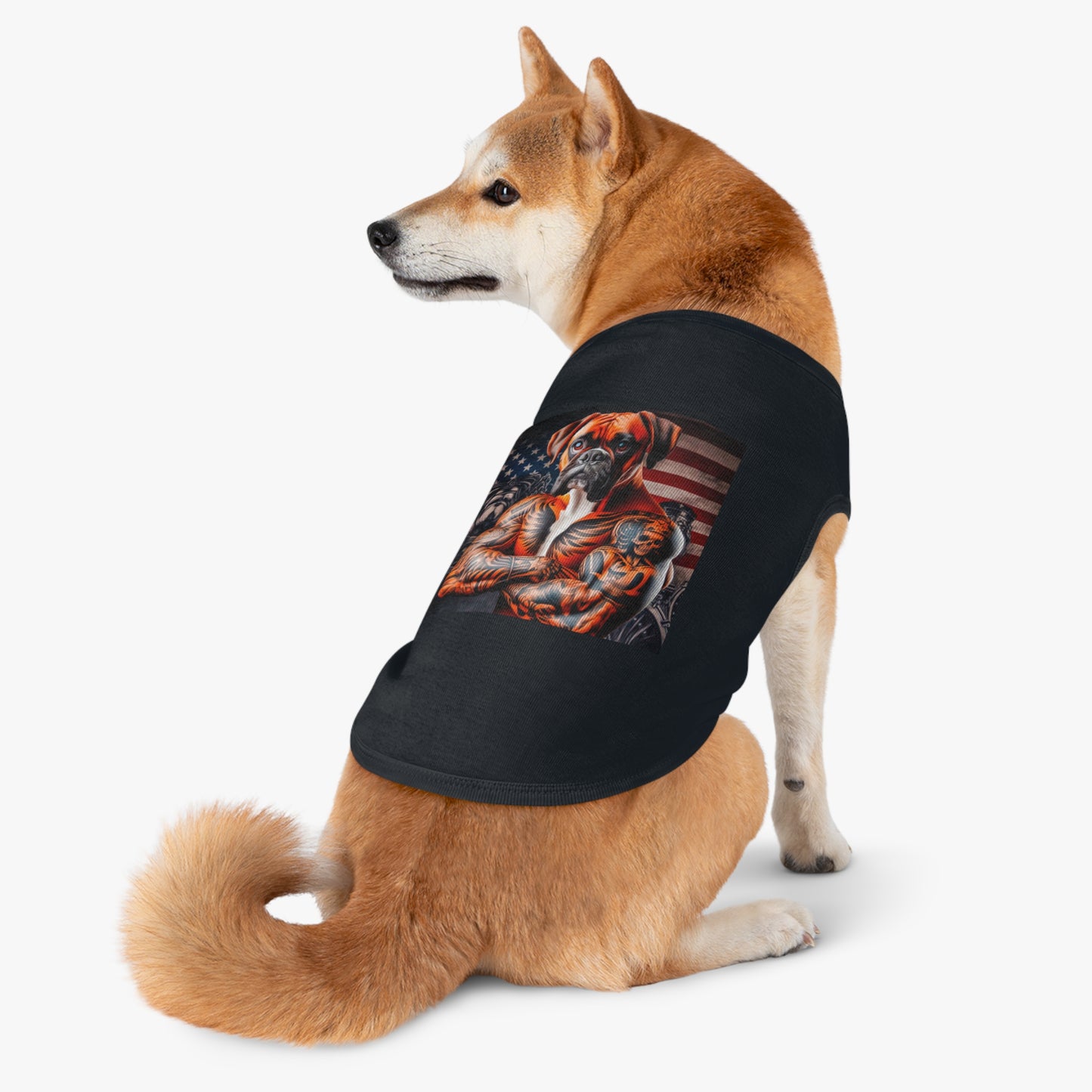 Pet Tank Top Boxer Dog American Flag Pets Printify