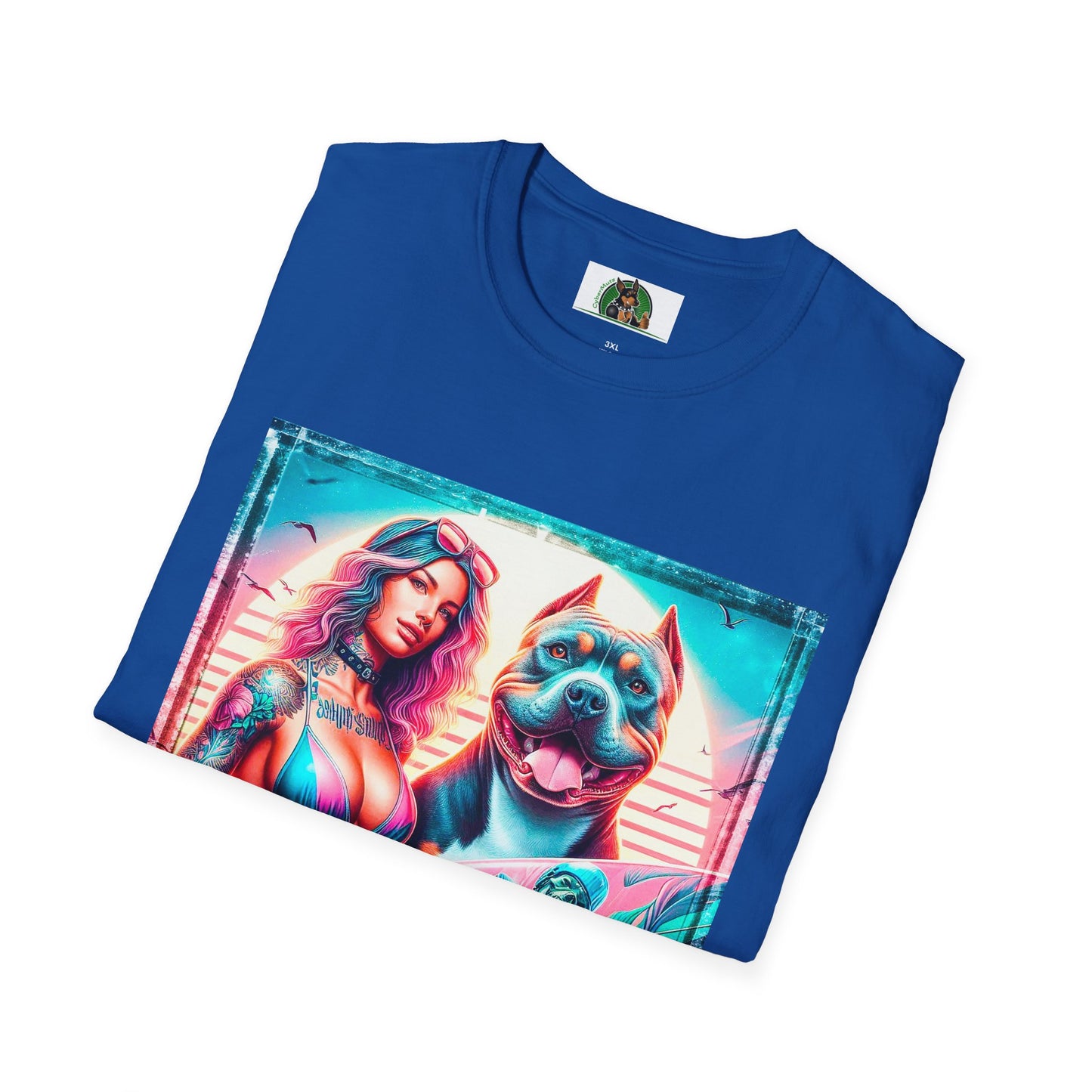 Pit Bull surfer and girl T-Shirt Printify