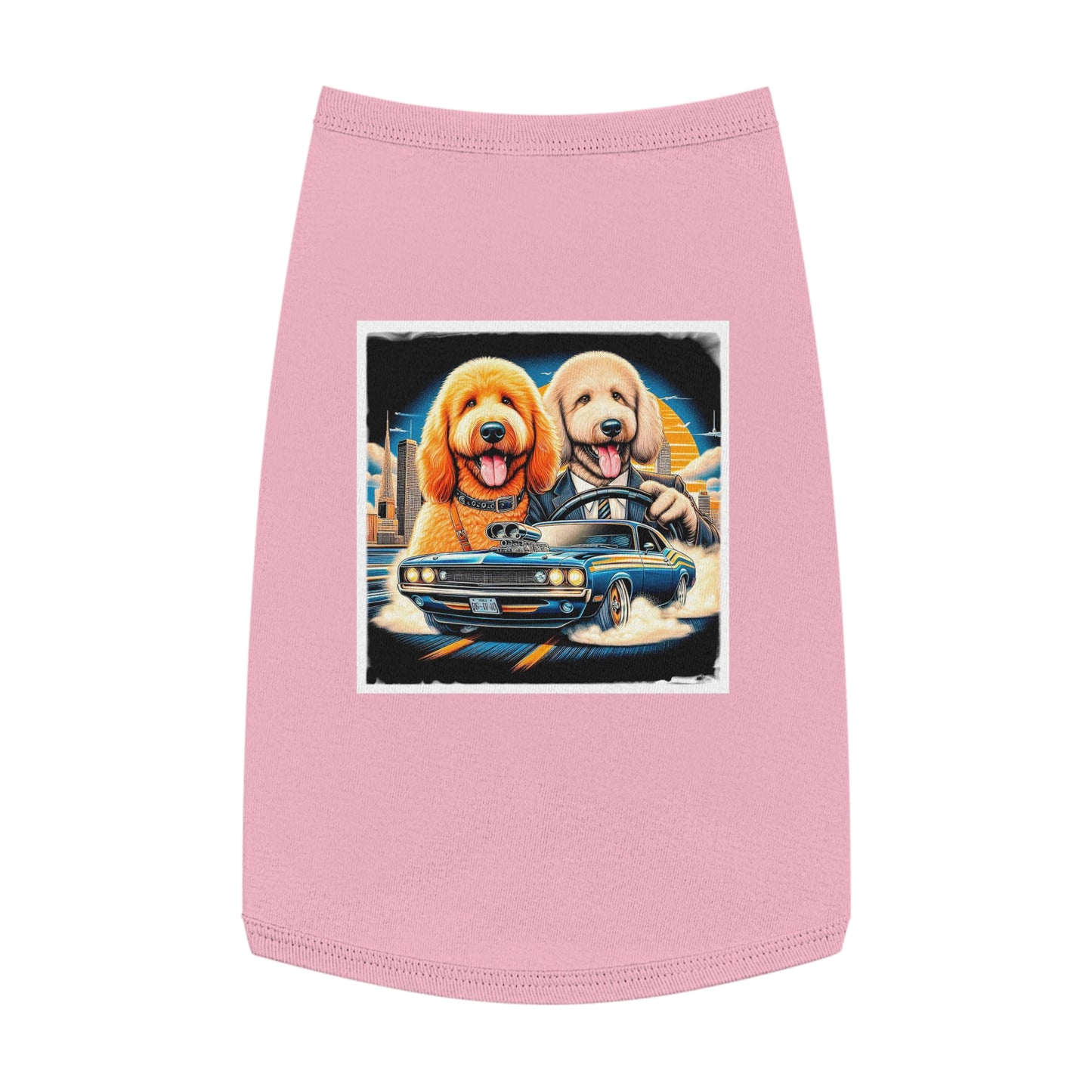 Pet Tank Golden Doodle driving fun t shirt Pets Printify L Pink