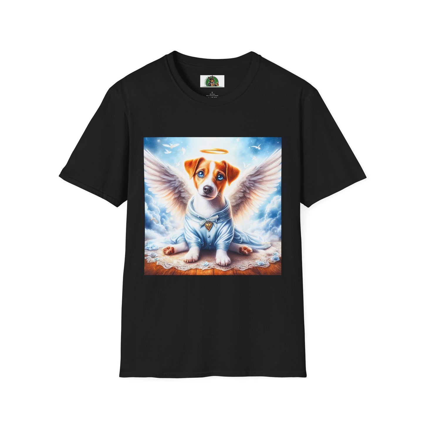 Jack Russell Pajama Puppy Angel T-Shirt Printify S Black