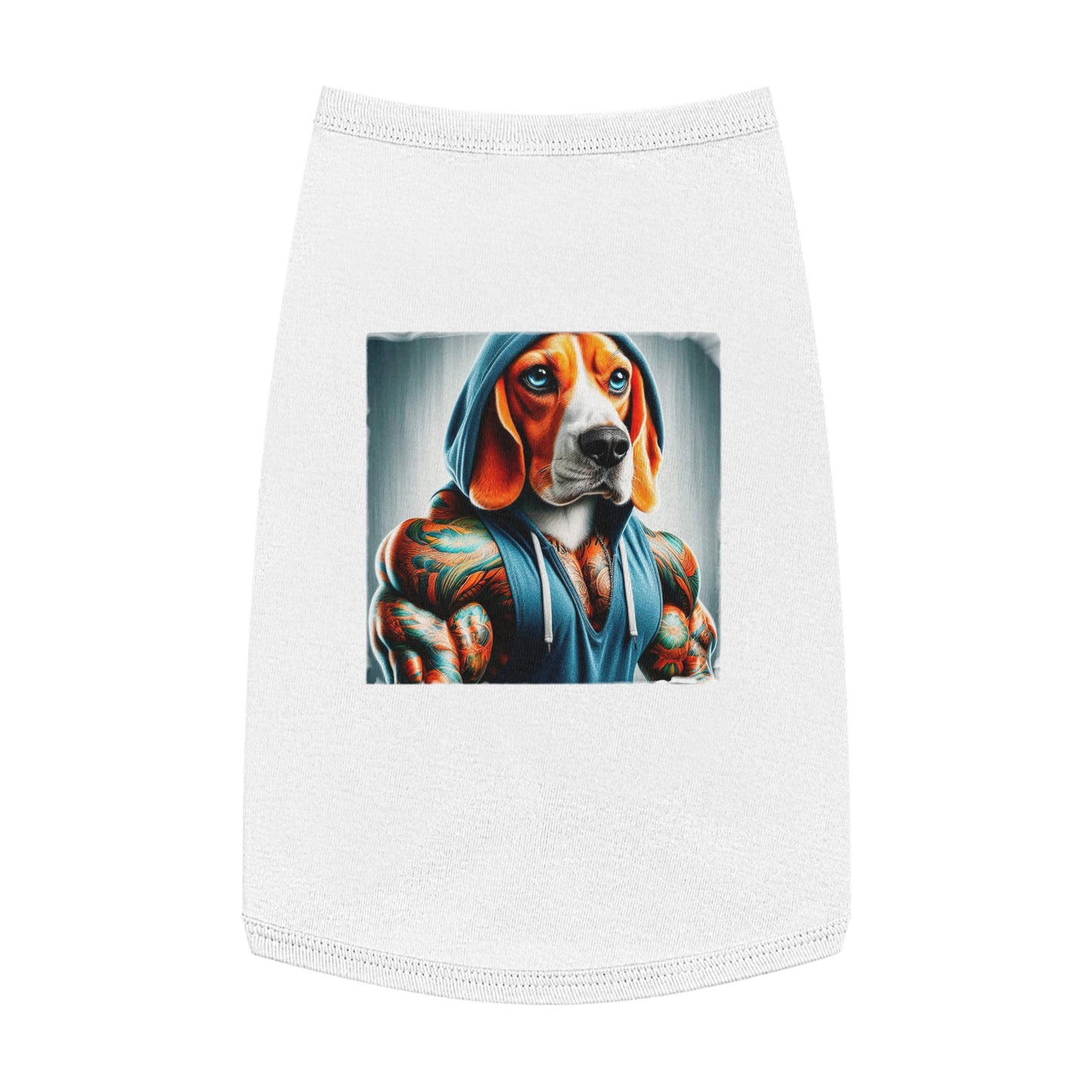 Pet Tank Top Beagle Muscle Dog Wearing Hoodie Pets Printify L White