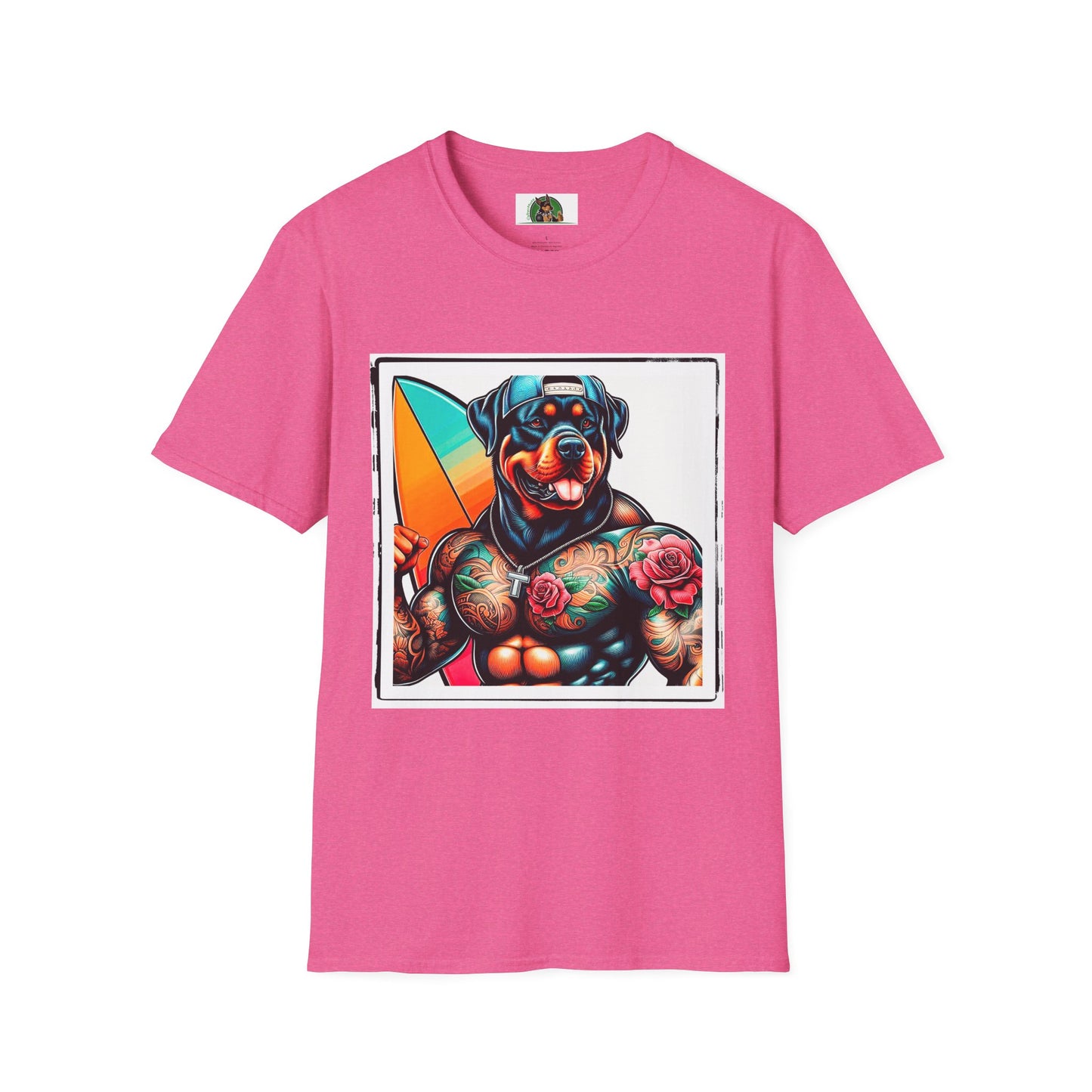 Rottweiler beach hotter shirt T-Shirt Printify S Heather Heliconia
