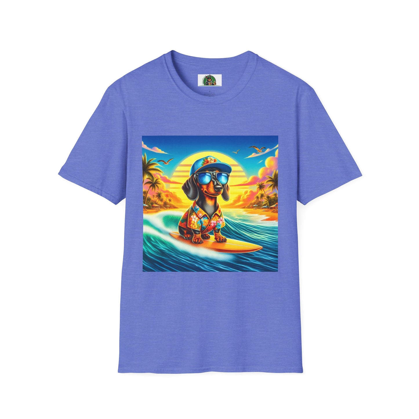 Dachshund crashing waves t shirt T-Shirt Printify Heather Royal S