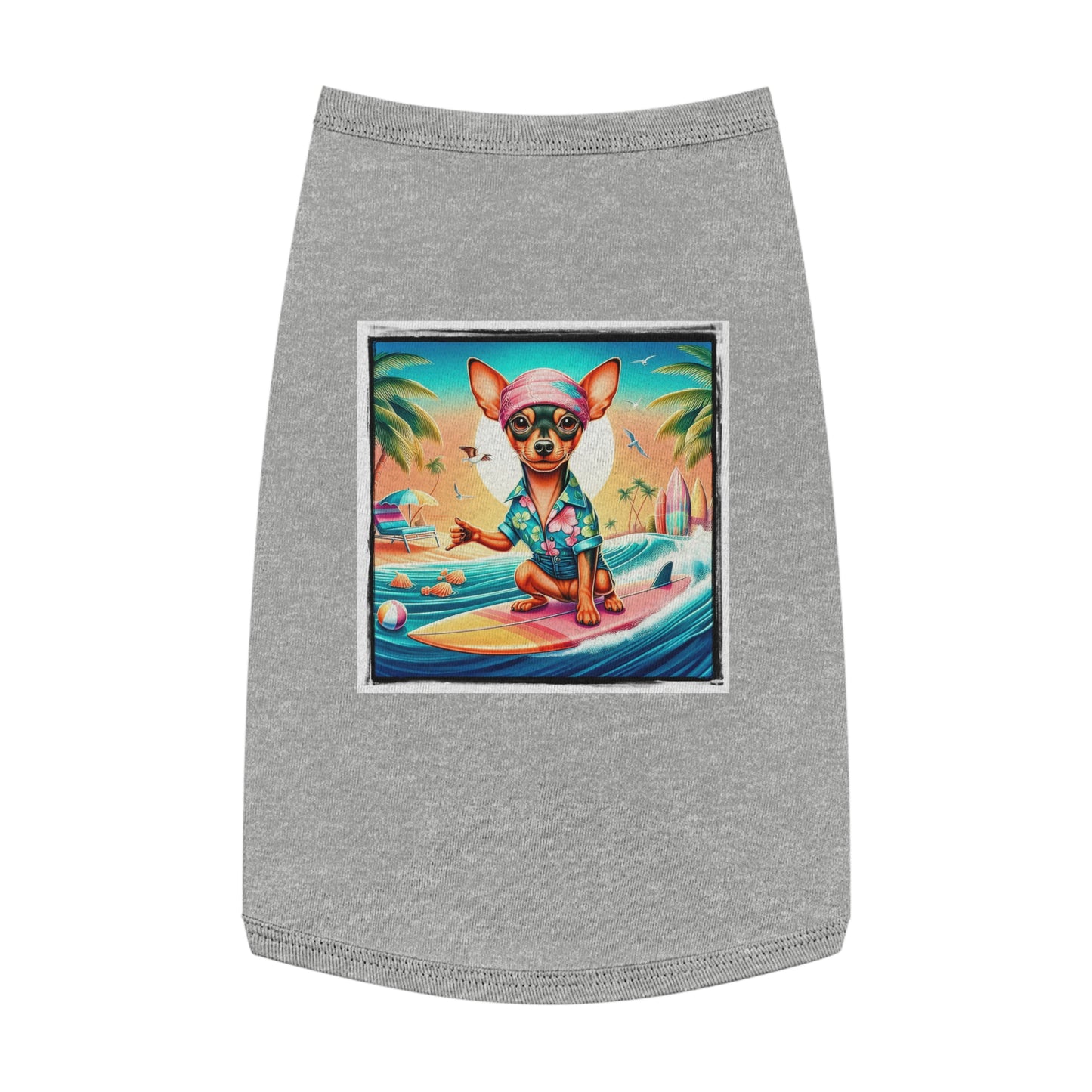 Dog Tank Top - Min Pin Tank Tops vacationing puppy Pets Printify L Heather