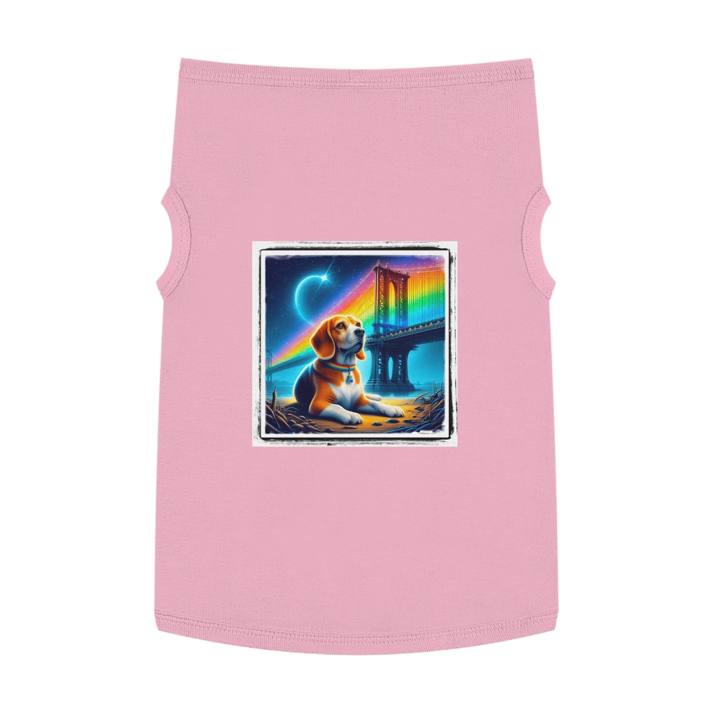 Pet Tank Top Beagle Rainbow Bridge Night Pets Printify XL Pink