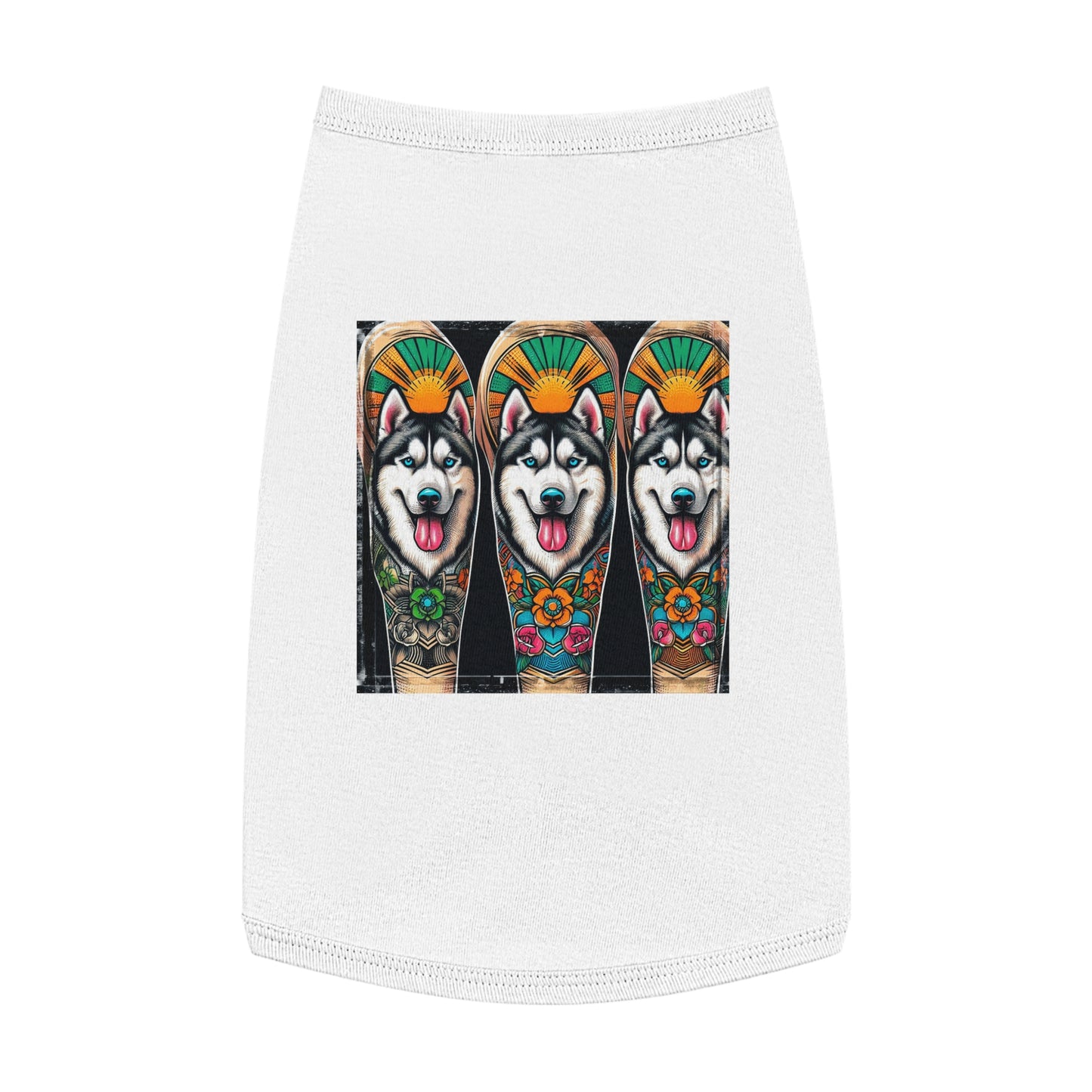 Pet Tank Top Husky fun tattoo Pets Printify L White
