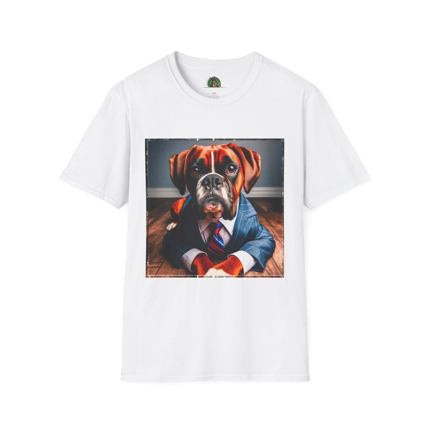 Boxer Dog Wearing Suit TShirt T-Shirt Printify XS White