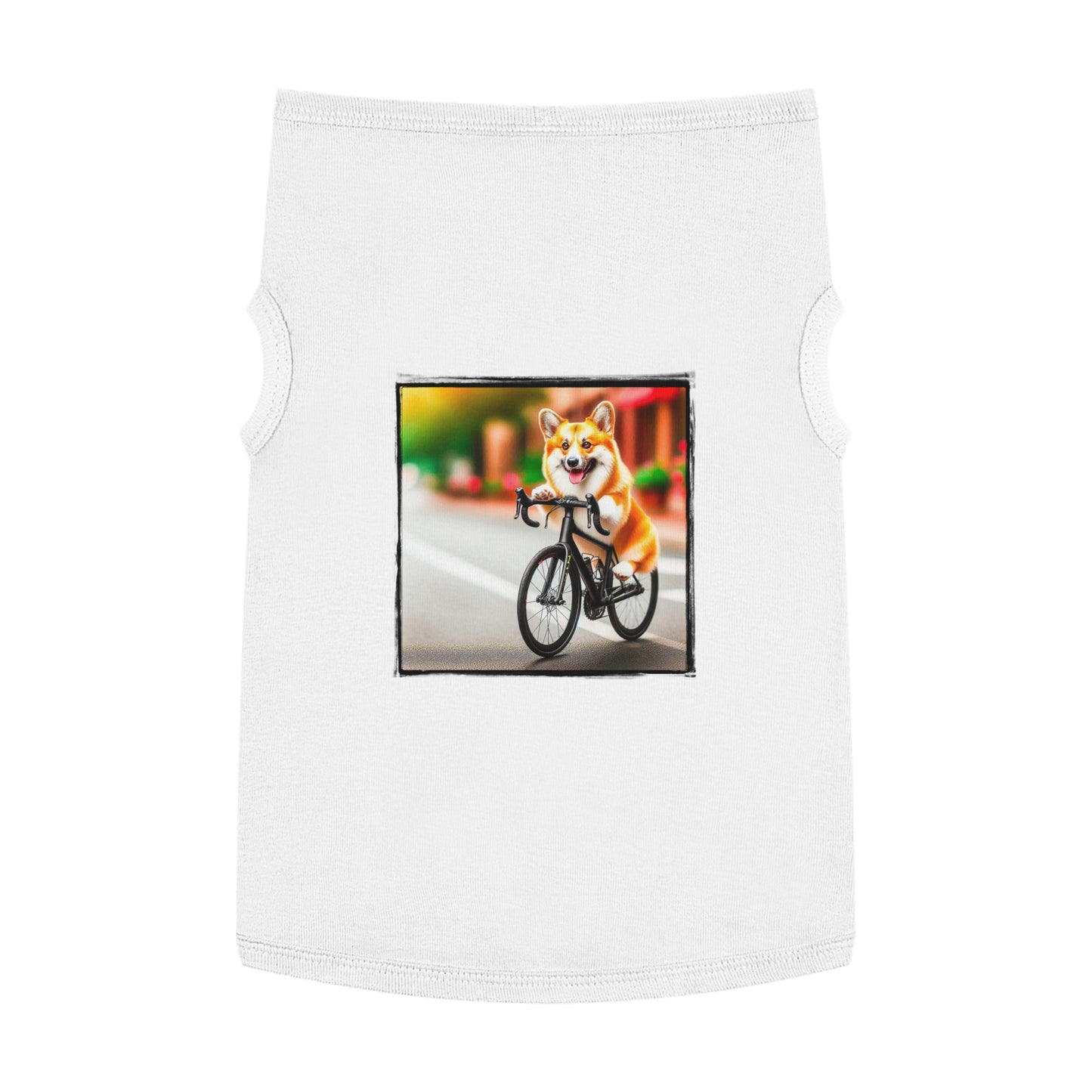 Pet Tank Top Pembroke Welsh Corgi bike riding Pets Printify