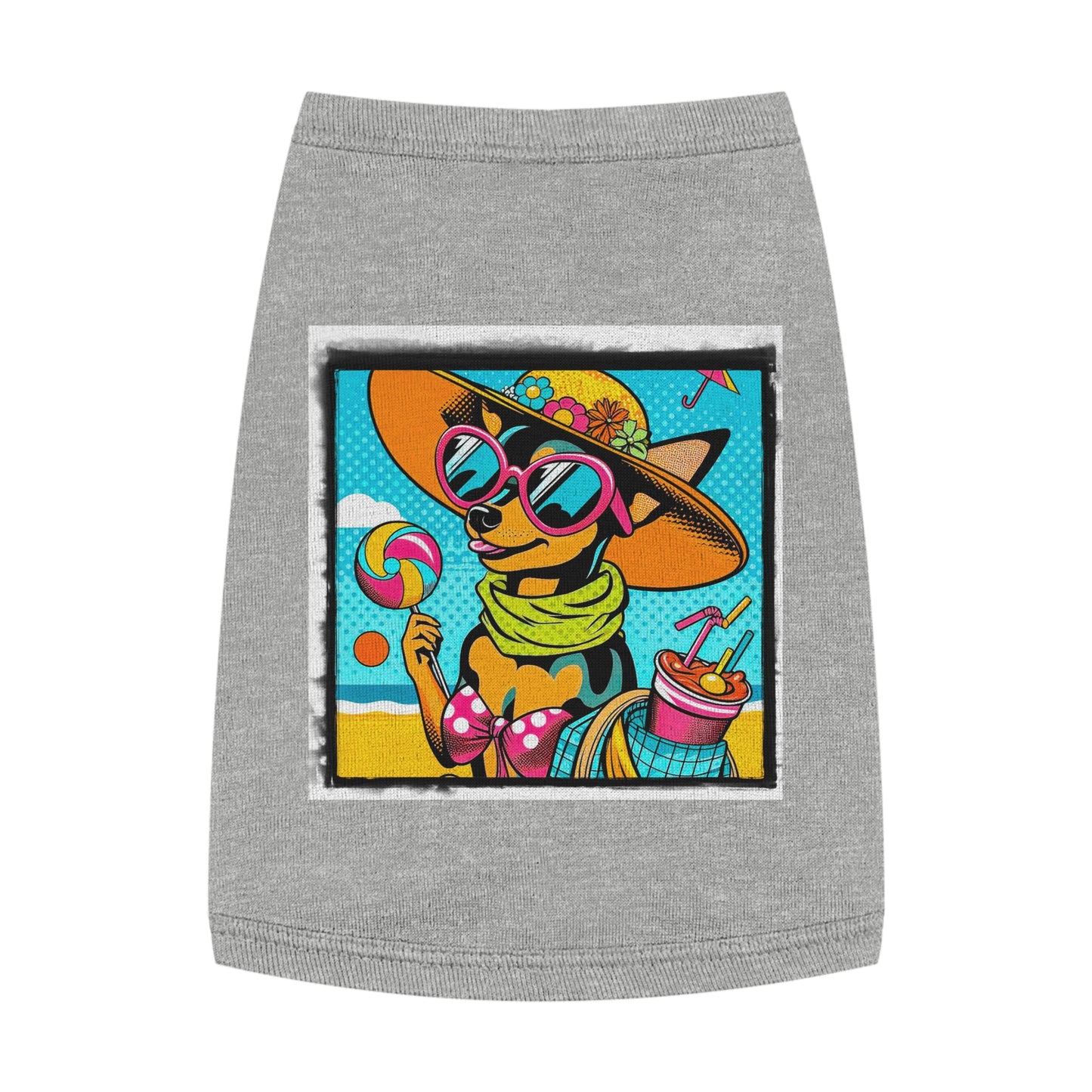 Min Pin Tank Tops beach babe Pets Printify M Heather