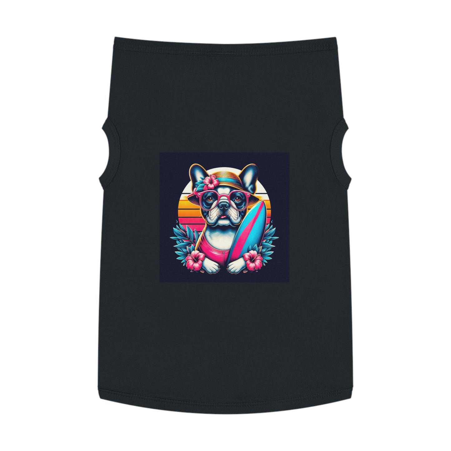 Pet Tank Top French Bulldog pretty flowers t shirt Pets Printify