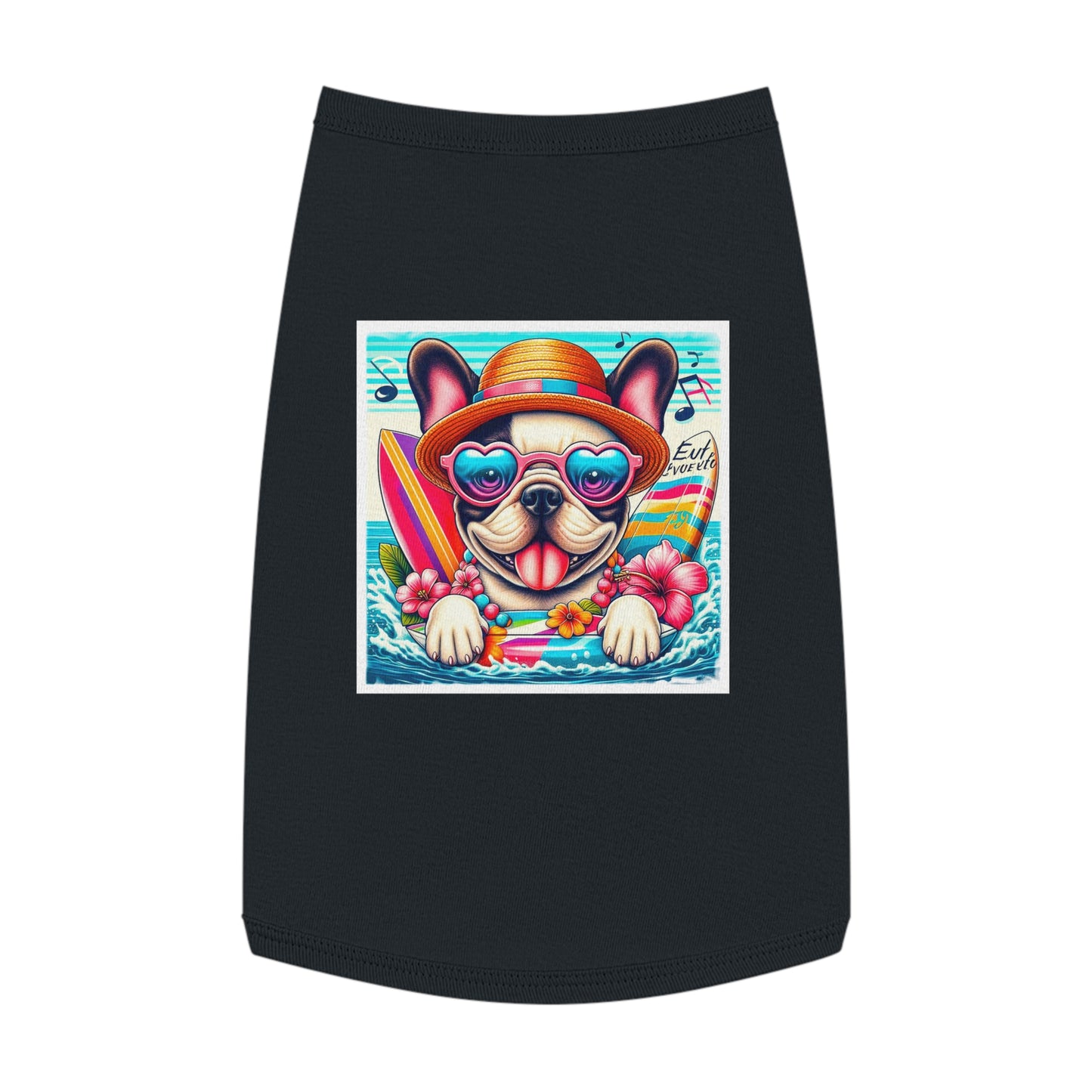 Pet Tank Top French Bulldog colorful surfing t shirt Pets Printify