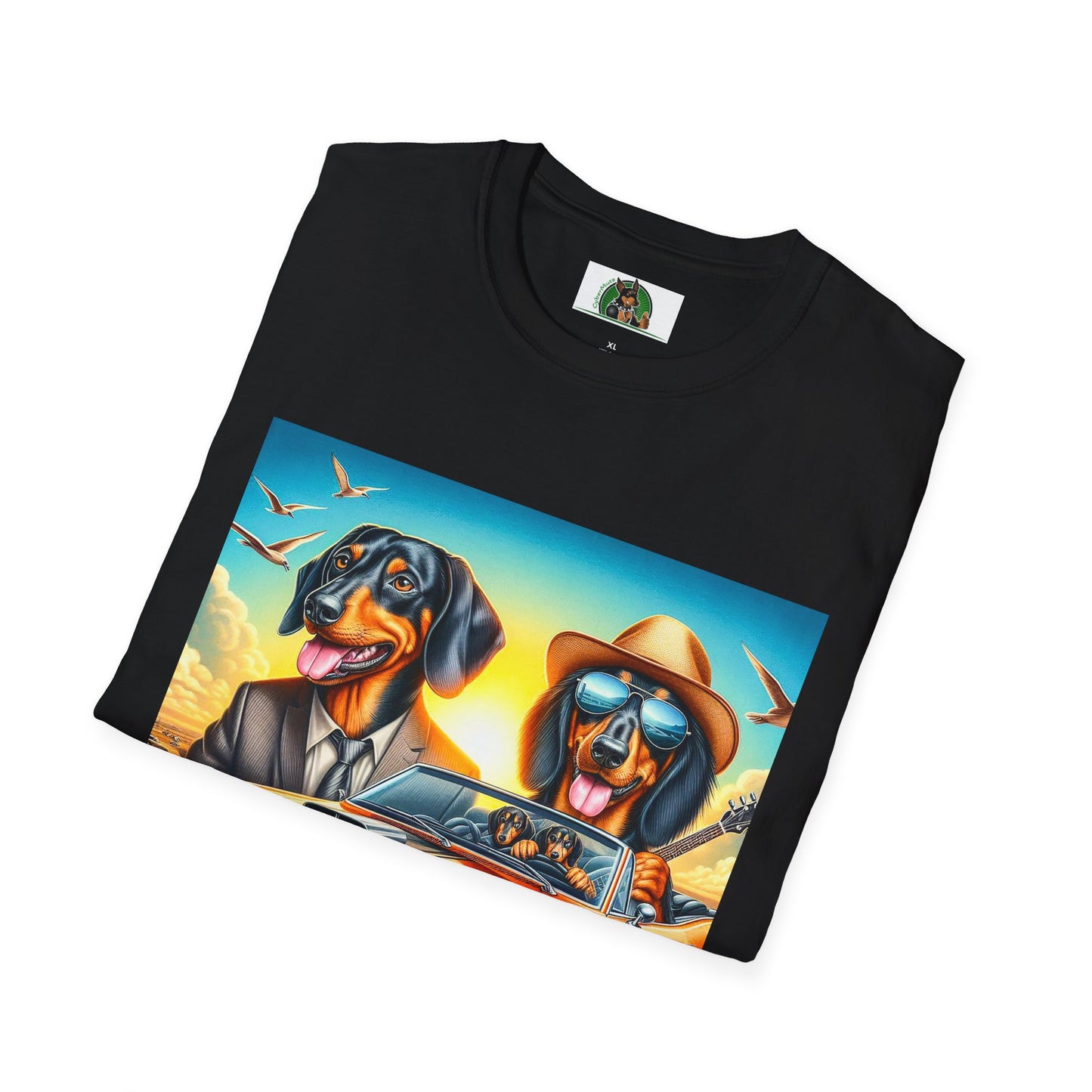 Dachshund car driving t shirt