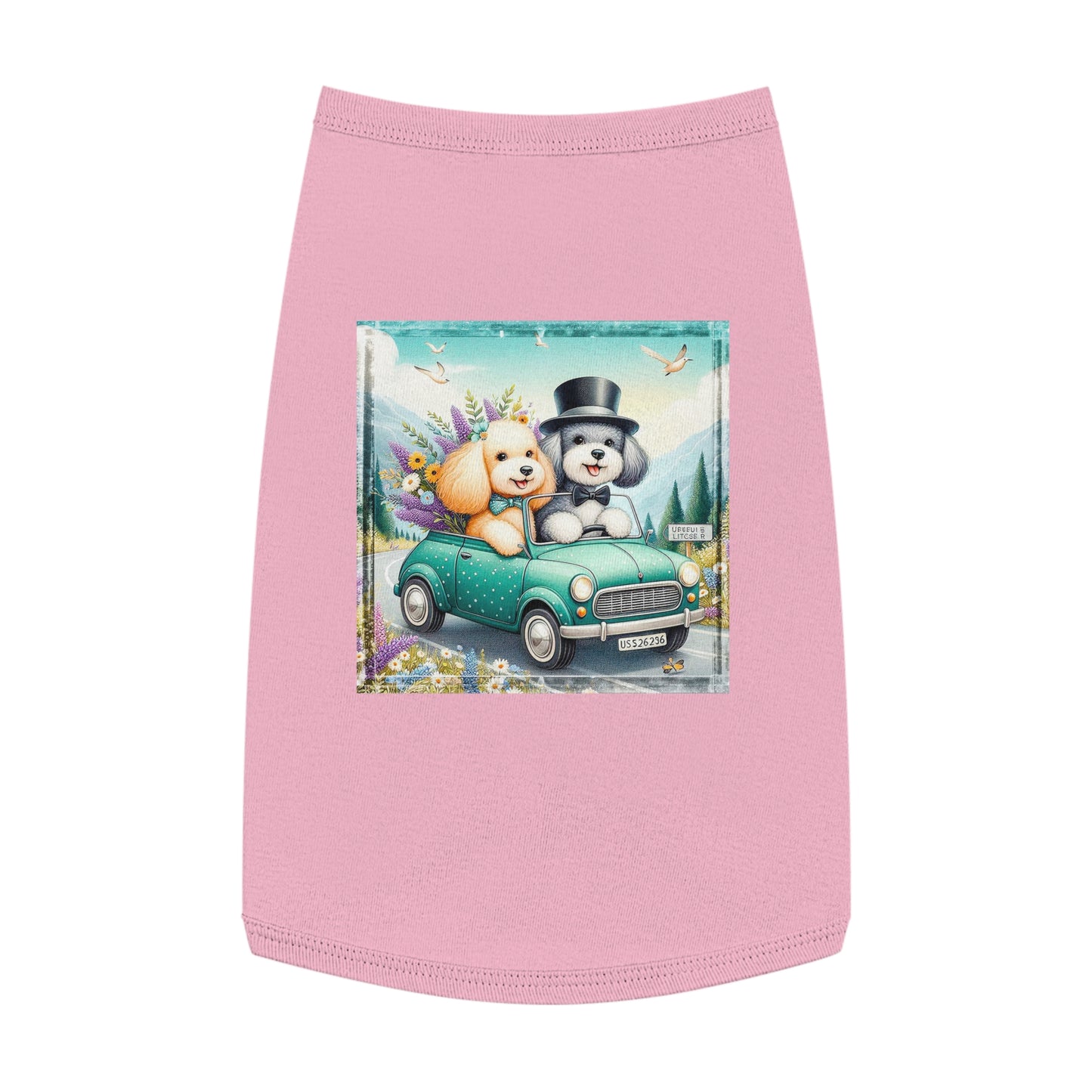 Wacky Pet Tank Top Sheepadoodle fun couple Pets Printify L Pink