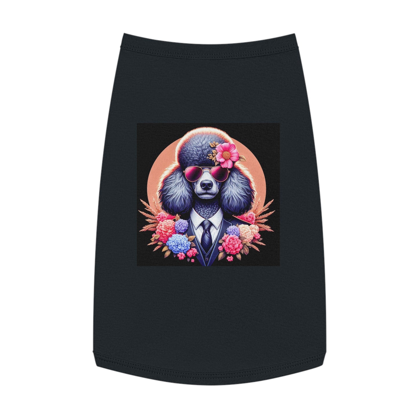 Pet Tank Top Poodle flower business msn Pets Printify L Black