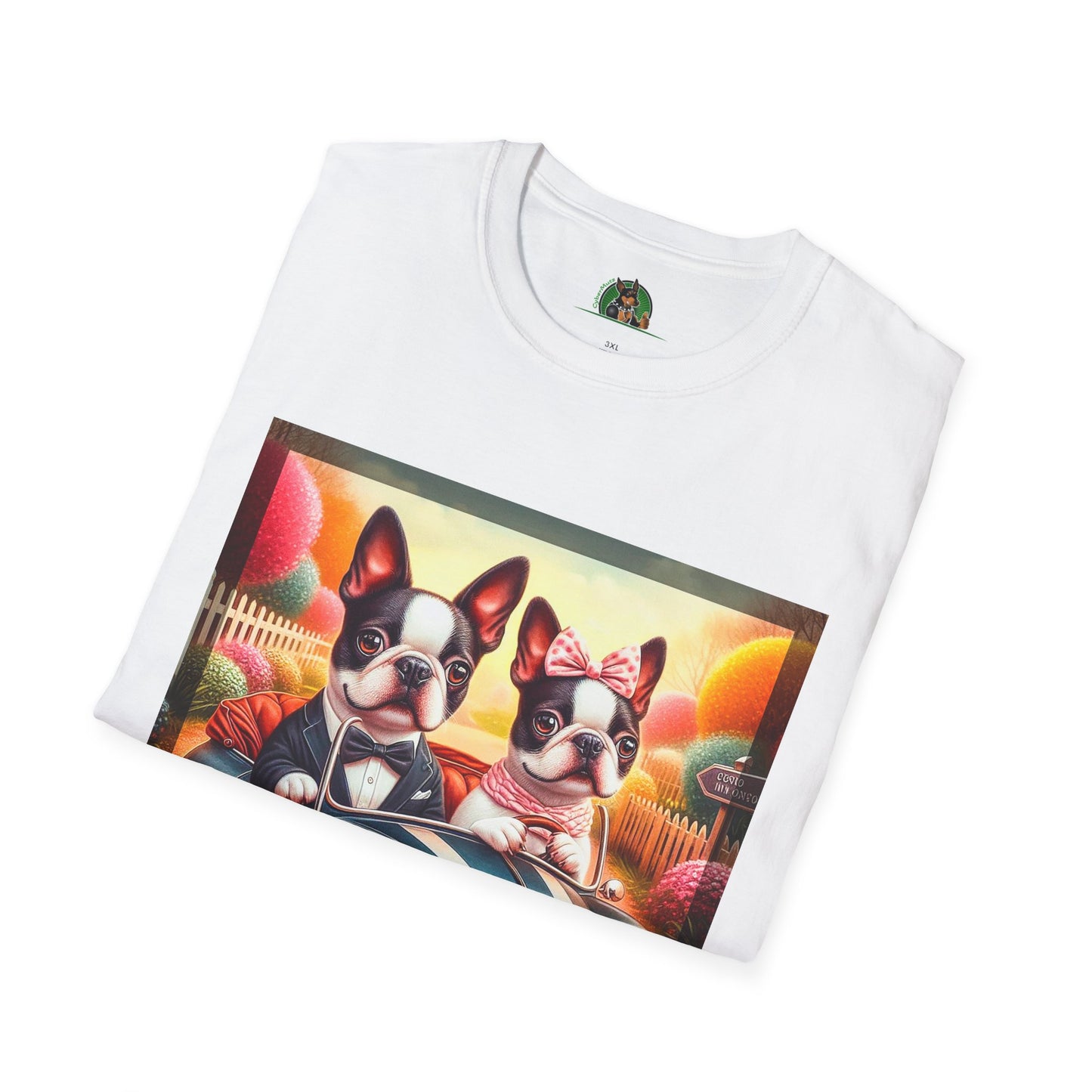 Wacky Boston Terrier Cute Dogs In Tiny Car Shirt T-Shirt Printify