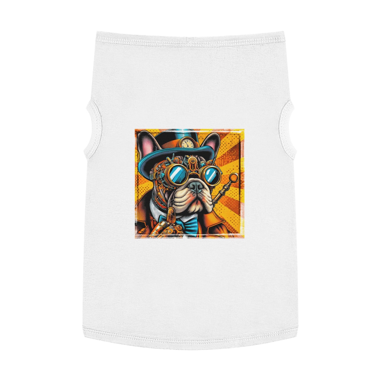 Pet Tank Top French Bulldog steampunk dude t shirt Pets Printify XL White