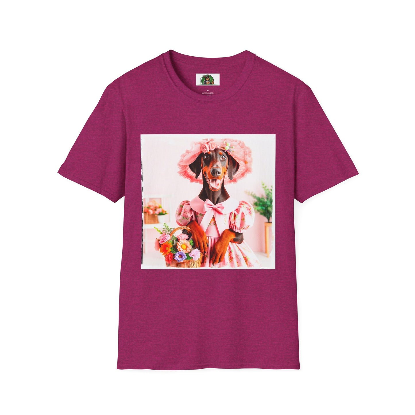 Doberman easter t shirt T-Shirt Printify S Antique Heliconia