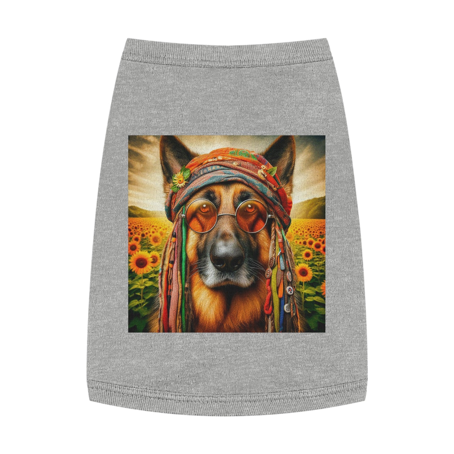German Shepherd flower hippie Pets Printify M Heather