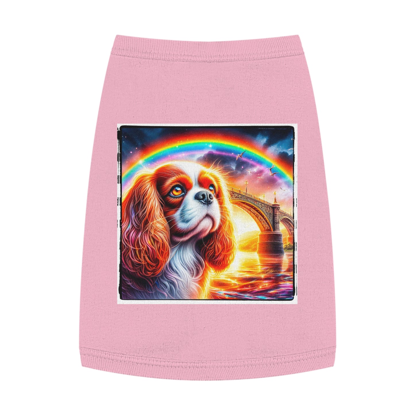 Pet Tank Top Cavalier King Charles Spaniel Rainbow bridge T Shirt Pets Printify M Pink