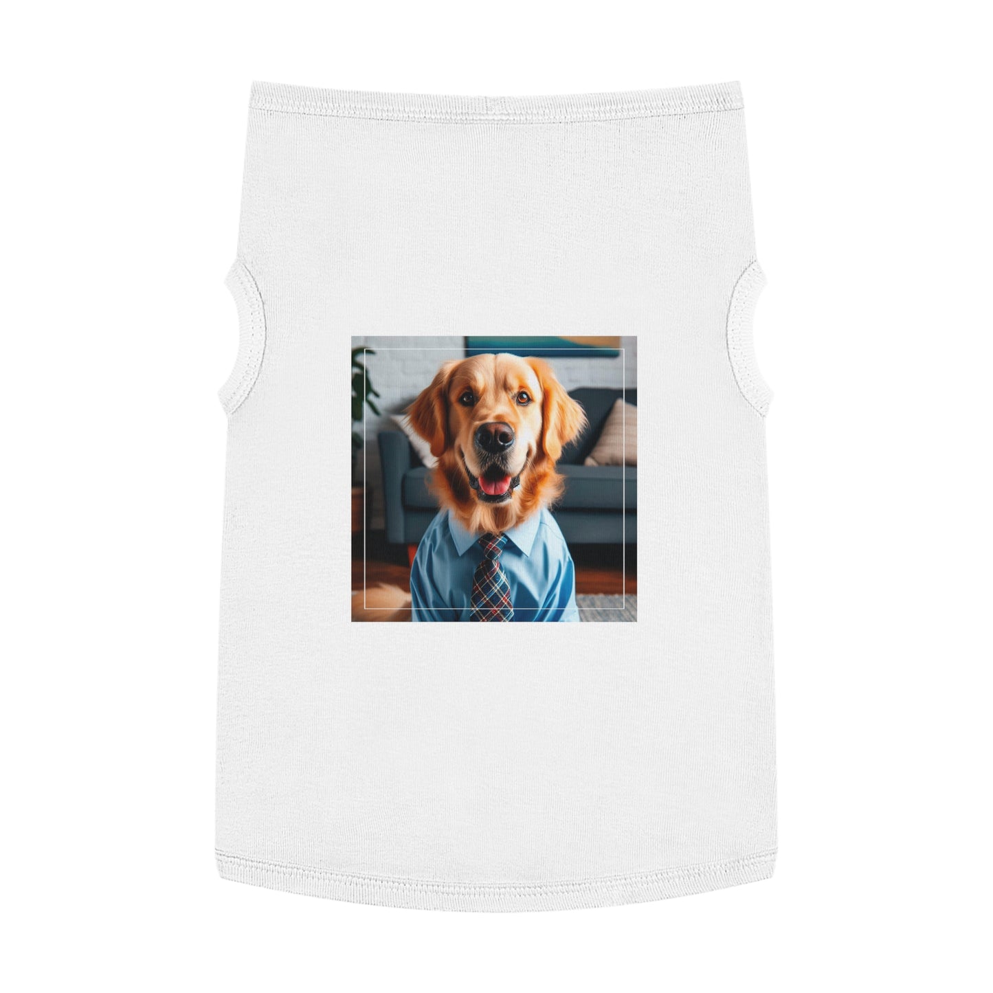 Golden Retriever suit and tie tsnk top Pets Printify XL White