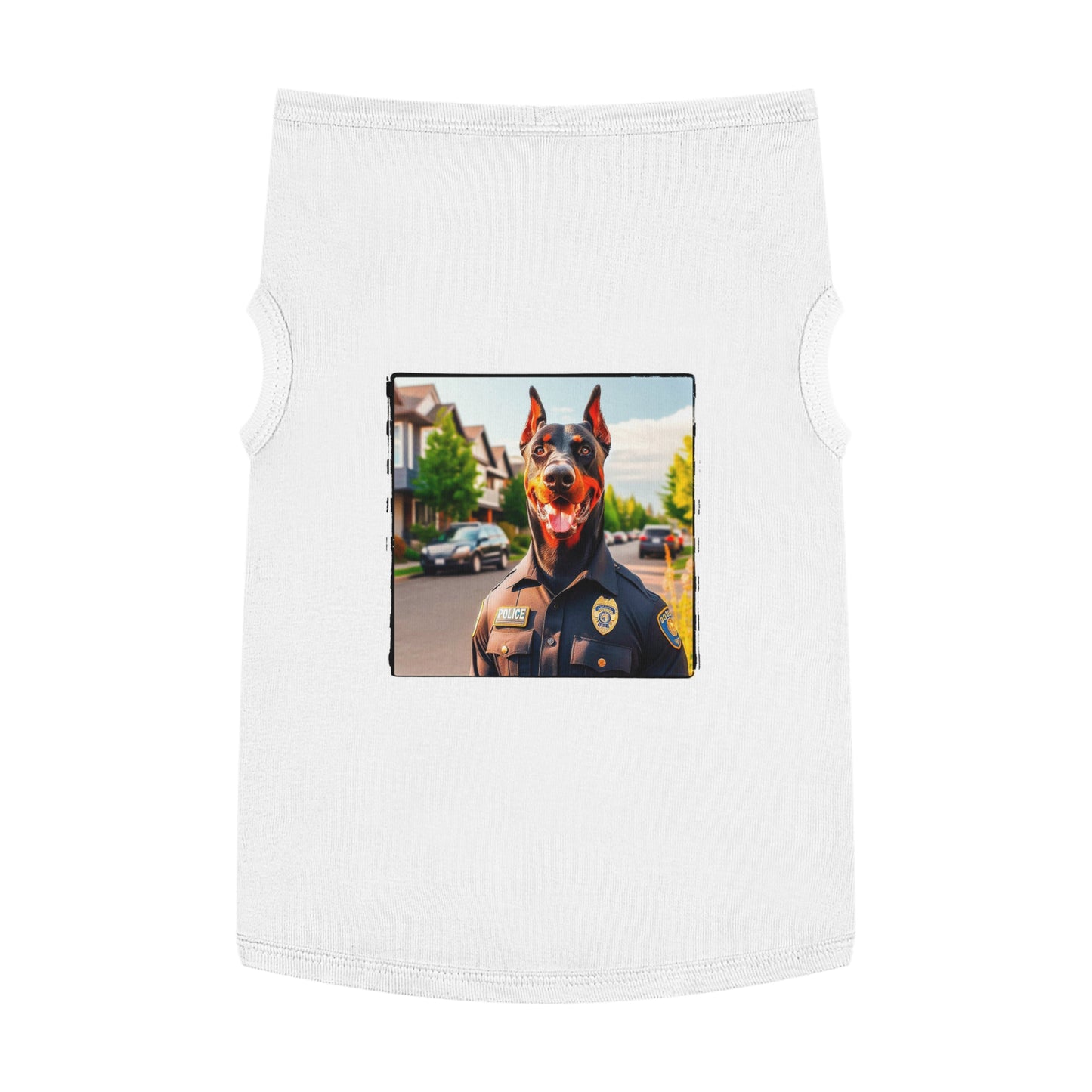 Pet Tank Top Doberman neighborhood police watch t shirt Pets Printify XL White